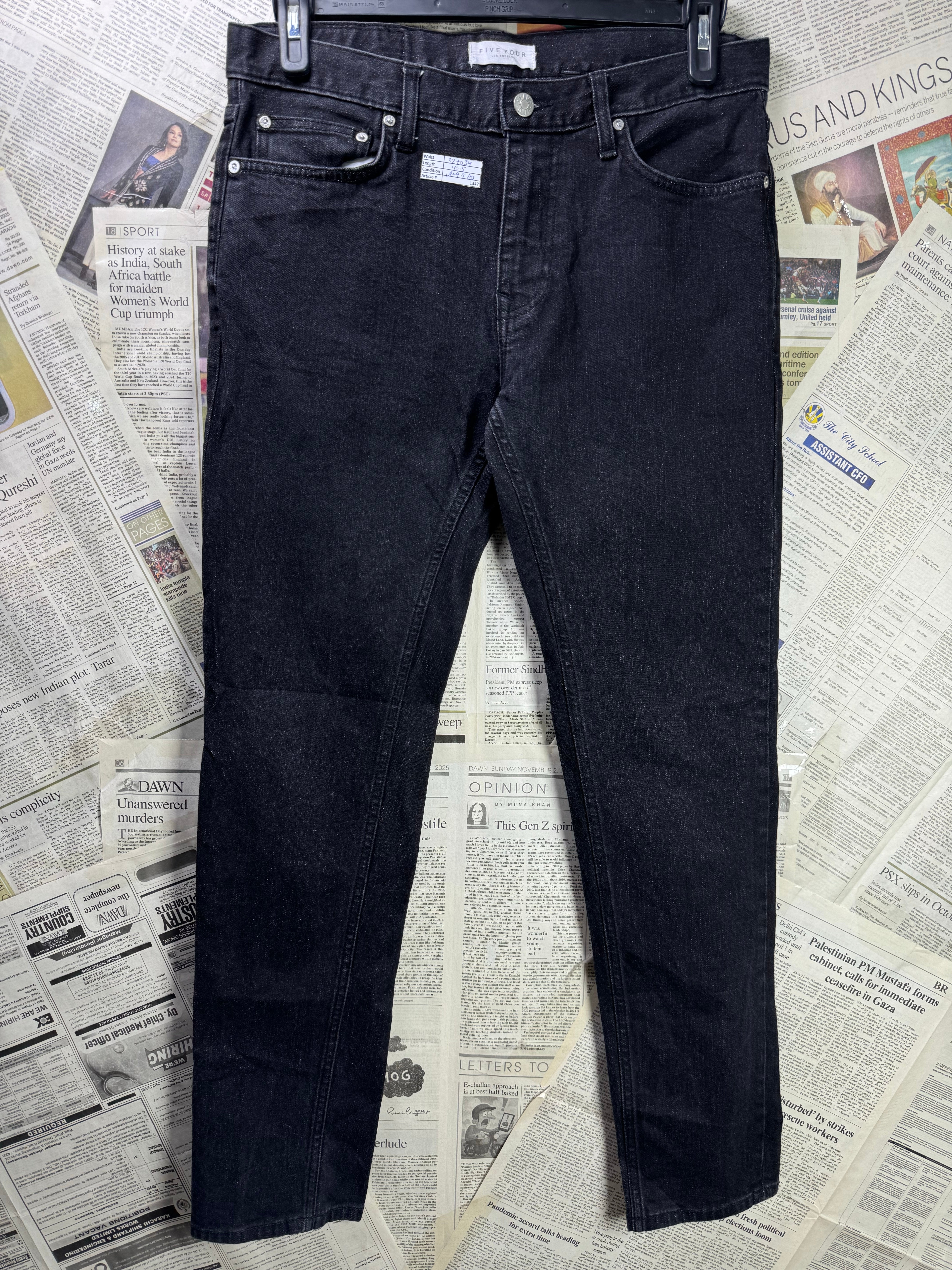 Five Four® Waist: 32" to 34" | Faded Black | Slim Fit Denim Pants | Cotton - Spandex | 1347 - Genuine Maal
