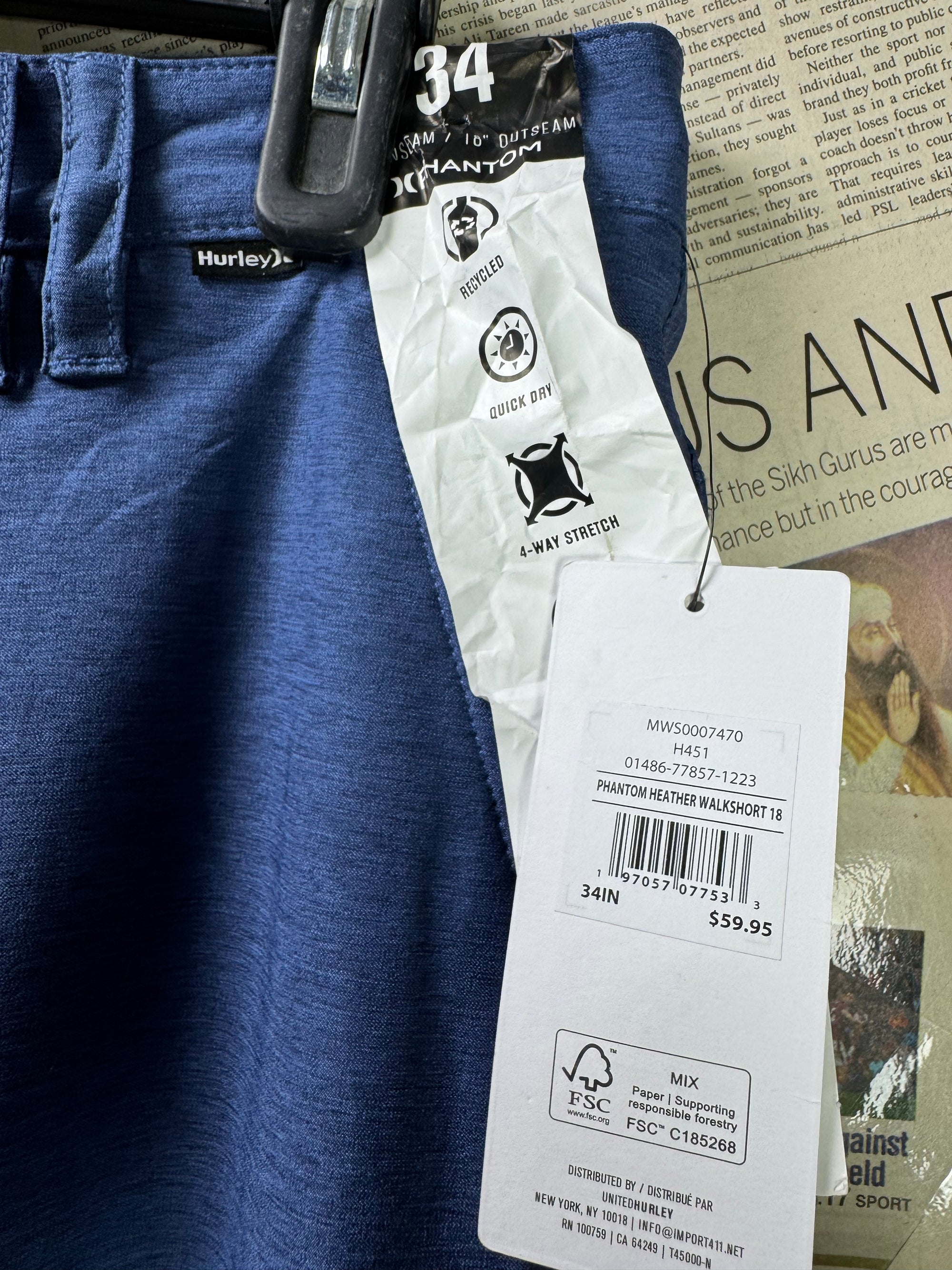 H*rley® Waist: 36" | Blue | Golf Shorts | Poly | 1324 - Genuine Maal