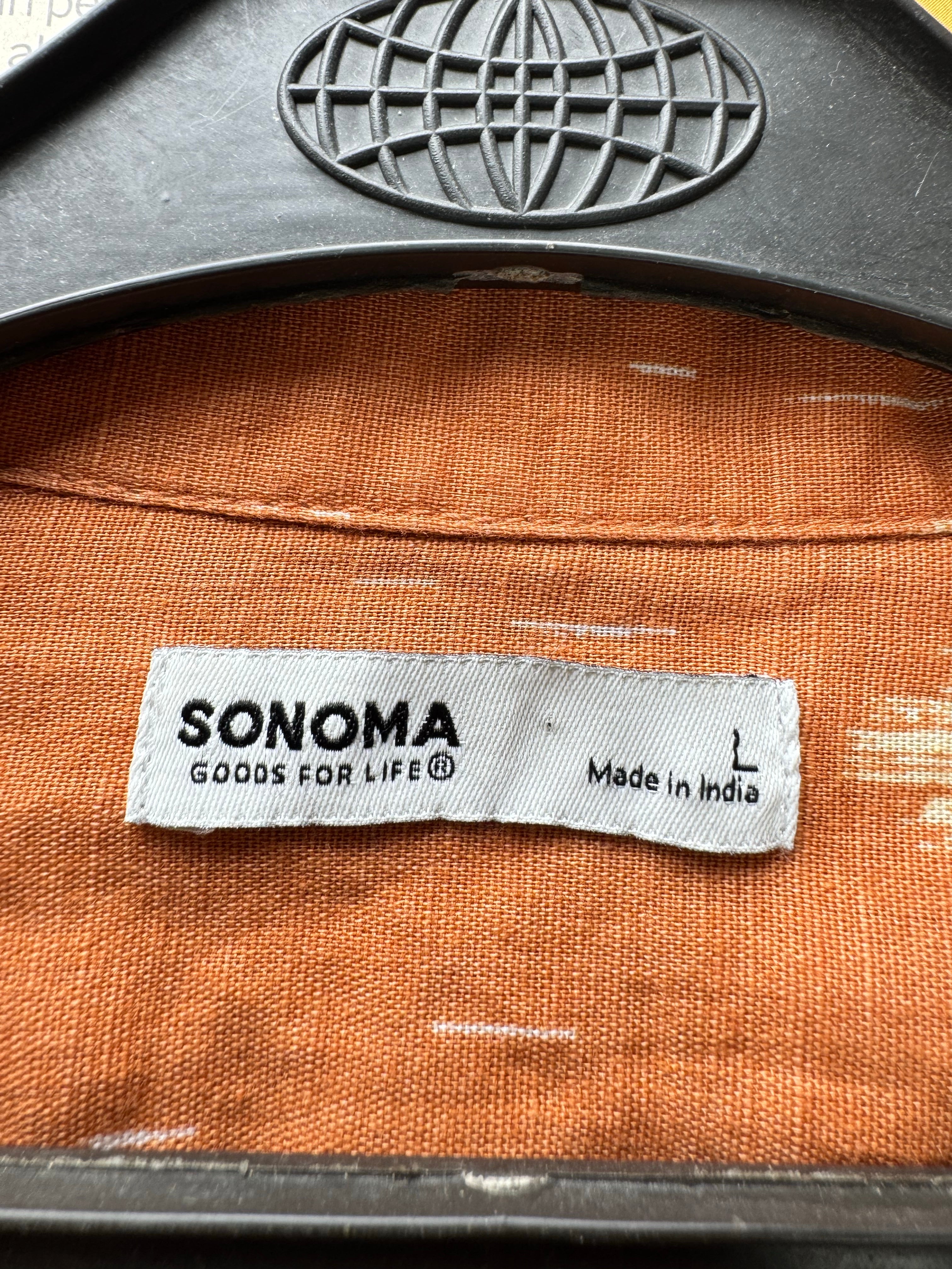 Sonoma® Large | Chest: 24" | Orange | Camp Shirt | Cotton - Linen | 4862 - Genuine Maal