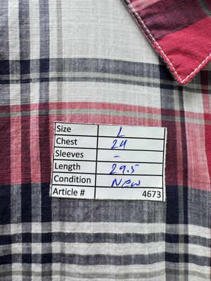 Weird Fish® Large | Chest: 24" | Berry Check | Shirt | Cotton | 4673 - Genuine Maal