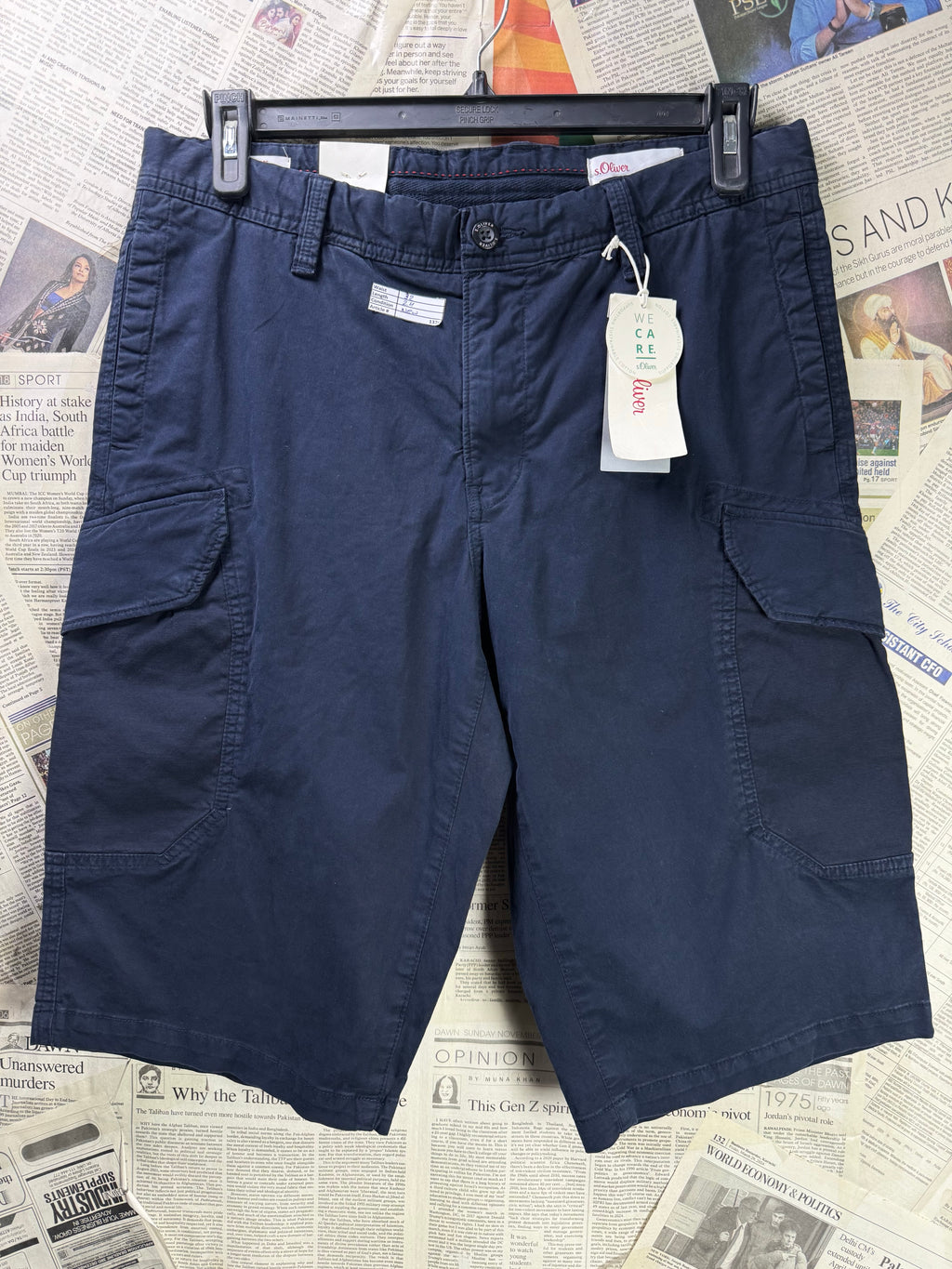 S. Oilver® Waist: 32" | Navy Blue | Chino Shorts | Cotton - Elastane | 1326 - Genuine Maal