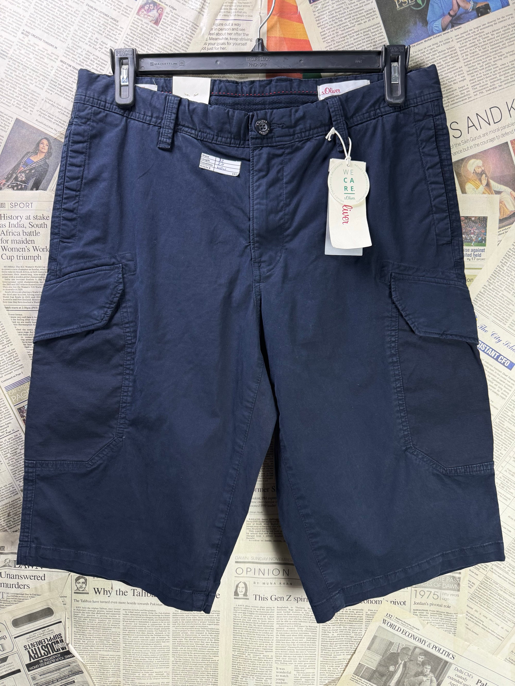 S. Oilver® Waist: 32" | Navy Blue | Chino Shorts | Cotton - Elastane | 1326 - Genuine Maal