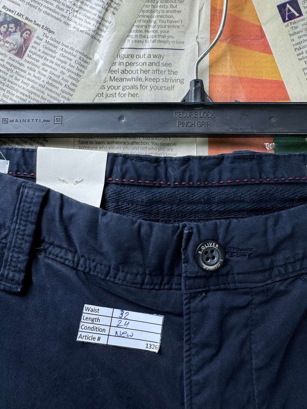 S. Oilver® Waist: 32" | Navy Blue | Chino Shorts | Cotton - Elastane | 1326 - Genuine Maal