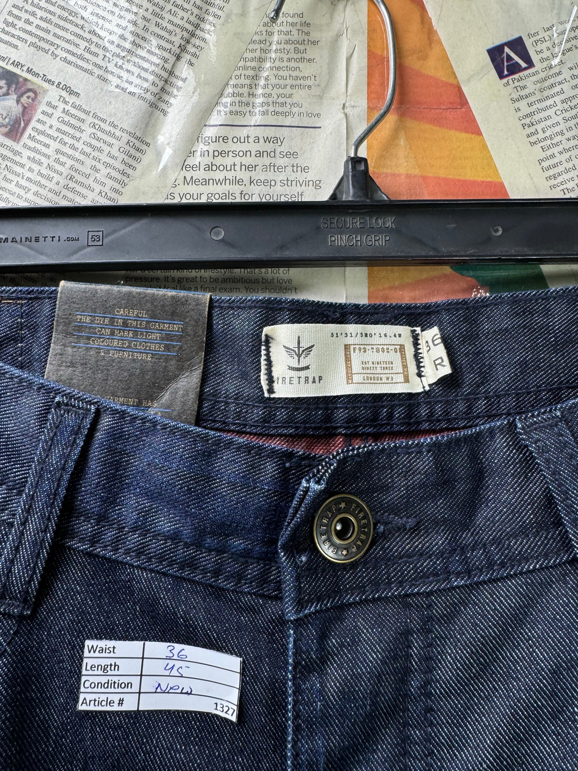 Fire Trap® Waist: 36" | Blue | Slim Fit Denim Pants | Cotton | 1327 - Genuine Maal