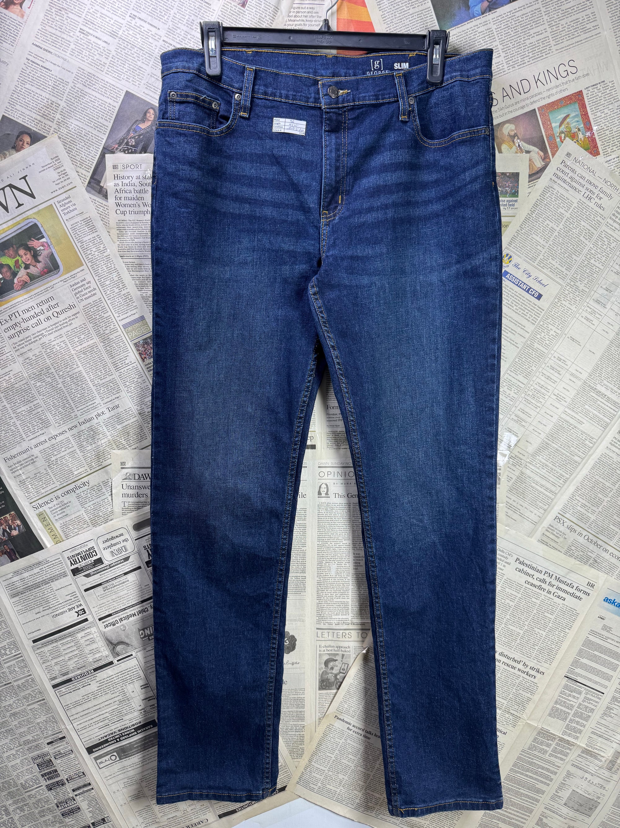 George® Waist: 38" | Blue | Slim Fit Denim Pants | Cotton - Poly - Elastane | 1328 - Genuine Maal