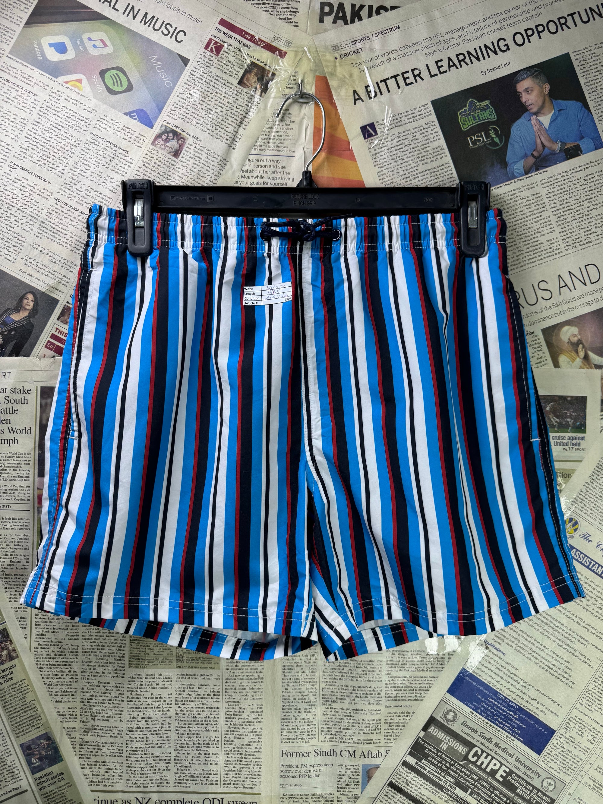 Primark® Waist: 30" to 32" | Multicolor Stripe | Swim Shorts | Poly | 1310 - Genuine Maal