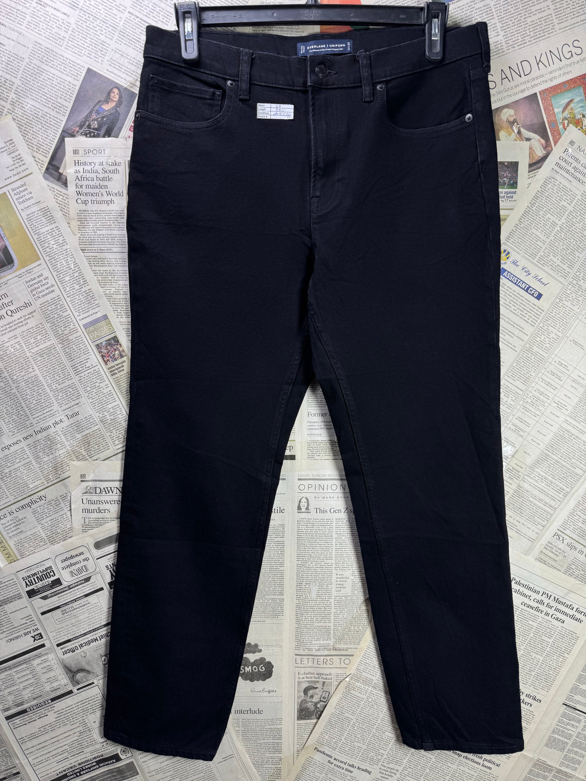 Everlane® Waist: 34" | Black | Regular Fit Denim Pants | Cotton - Elastane | 1309 - Genuine Maal