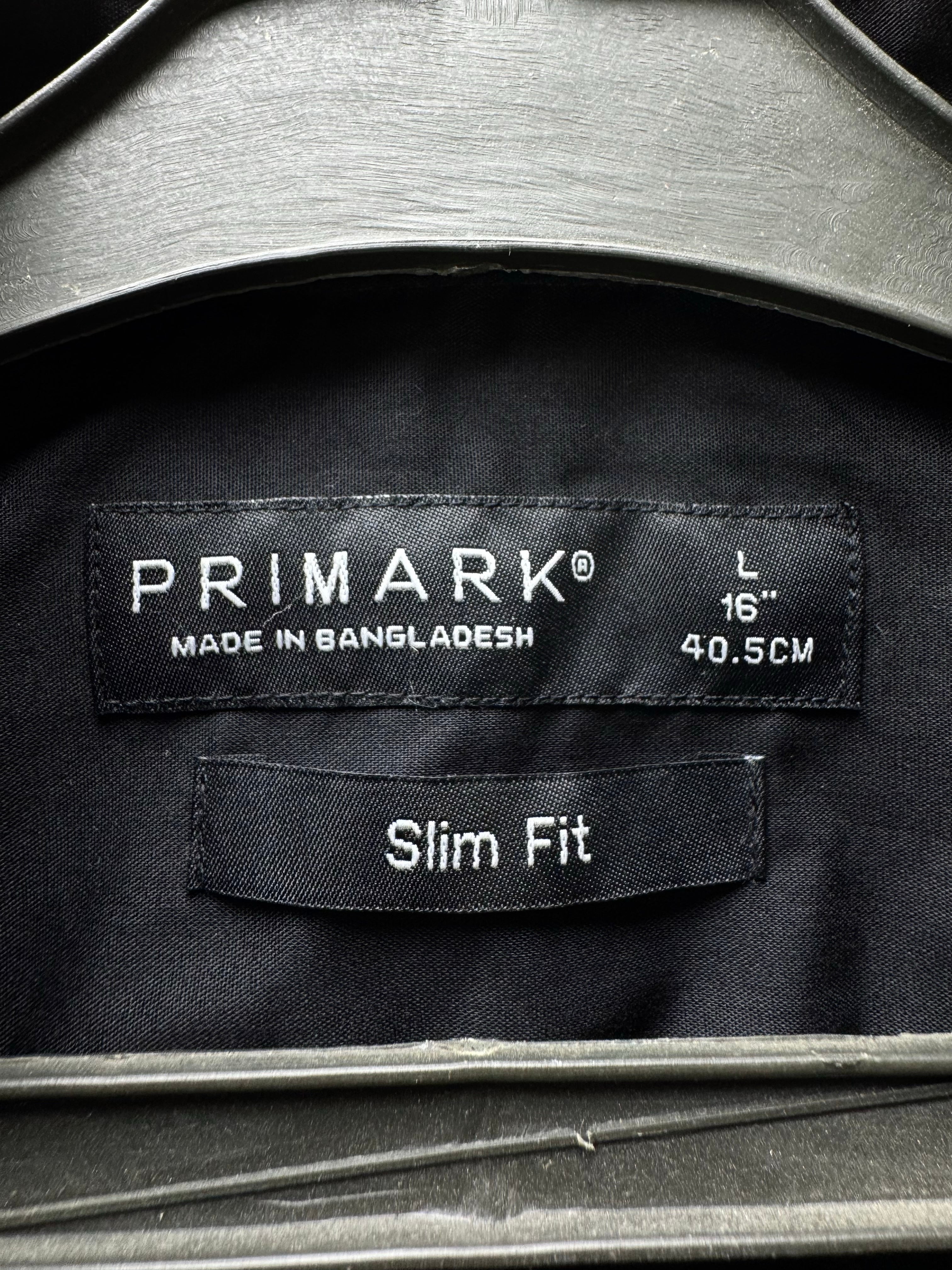 Primark® Medium | Chest: 22" | Black | Collar: 16" Slim Fit Shirts | Poly - Cotton | 4670 - Genuine Maal
