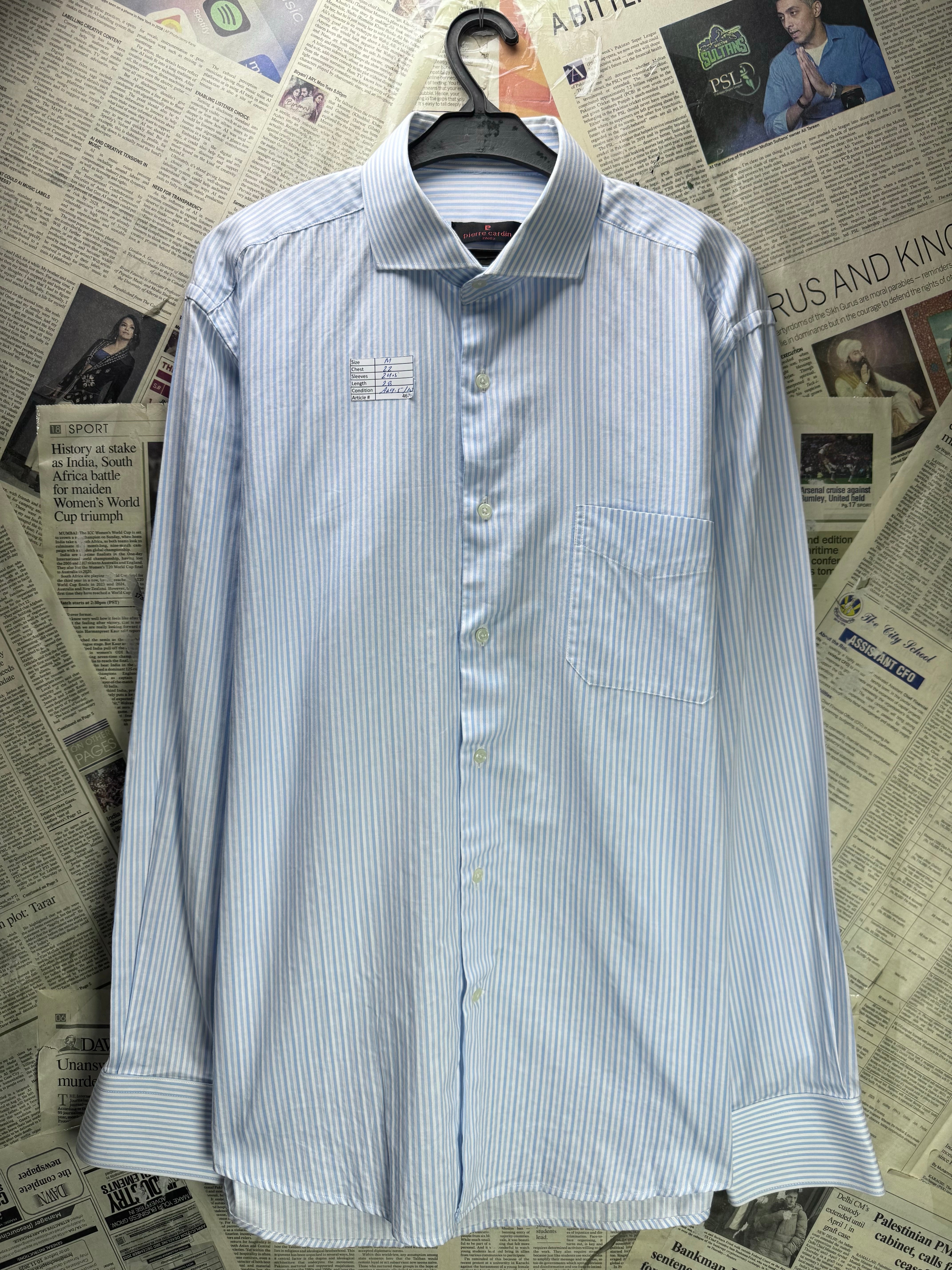 Pierre Cardin® Medium | Chest: 22" | Blue | Shirts | Cotton | 4676 - Genuine Maal