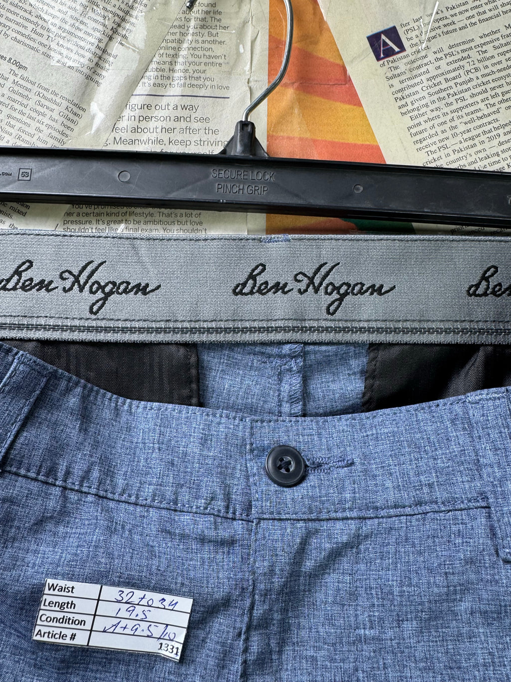 Ben Hogan® Waist: 32" to 34" | Heather Blue | Golf Shorts | Poly - Elastane | 1331 - Genuine Maal