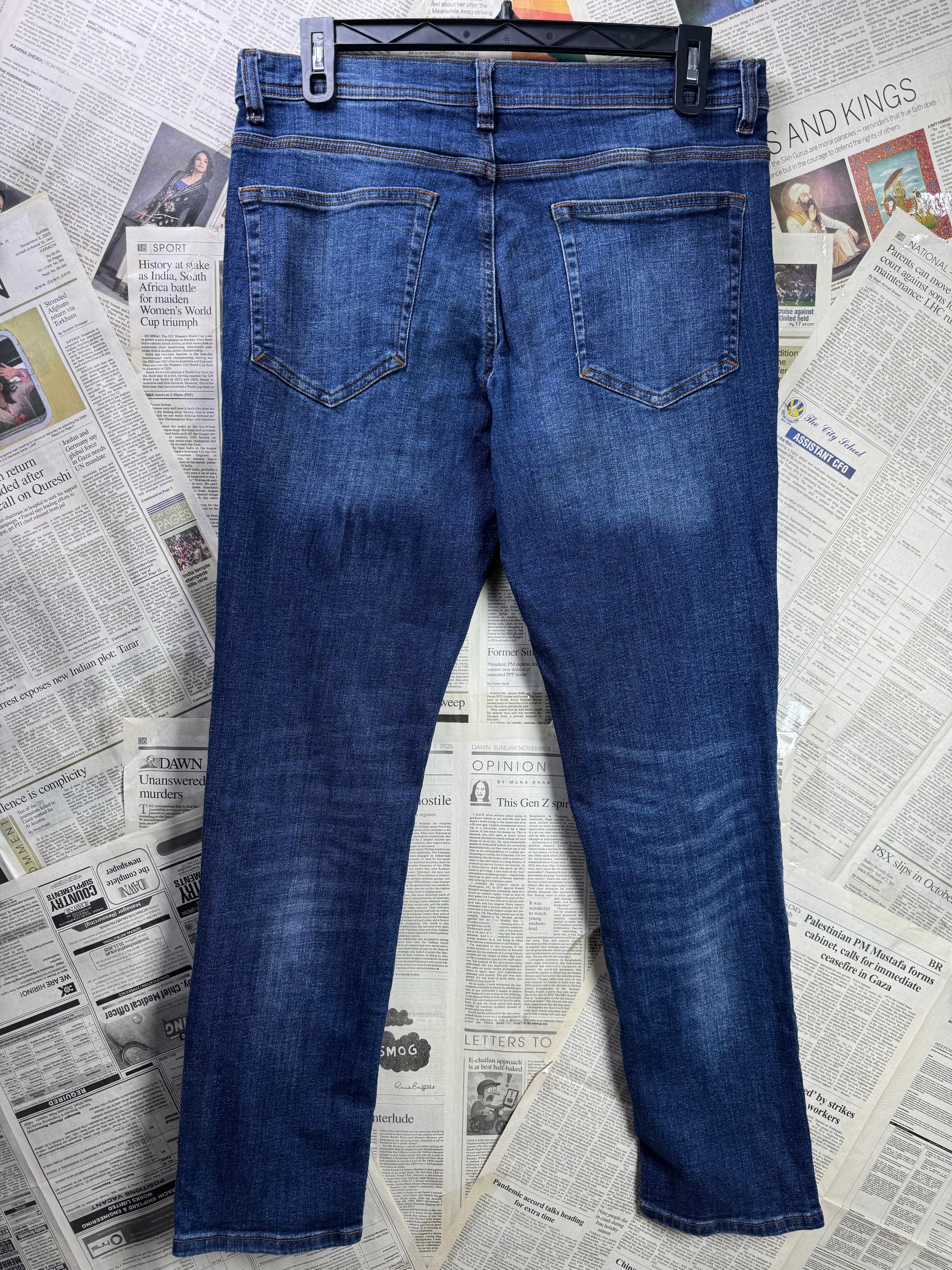 F&F® Waist: 36" | Blue | Slim Fit Denim Pants | Cotton - Elastane | 1355 - Genuine Maal