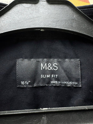M&S® Medium | Chest: 22" | Black | Collar 16.5" Slim Fit Shirts | Poly - Cotton | 4655 - Genuine Maal