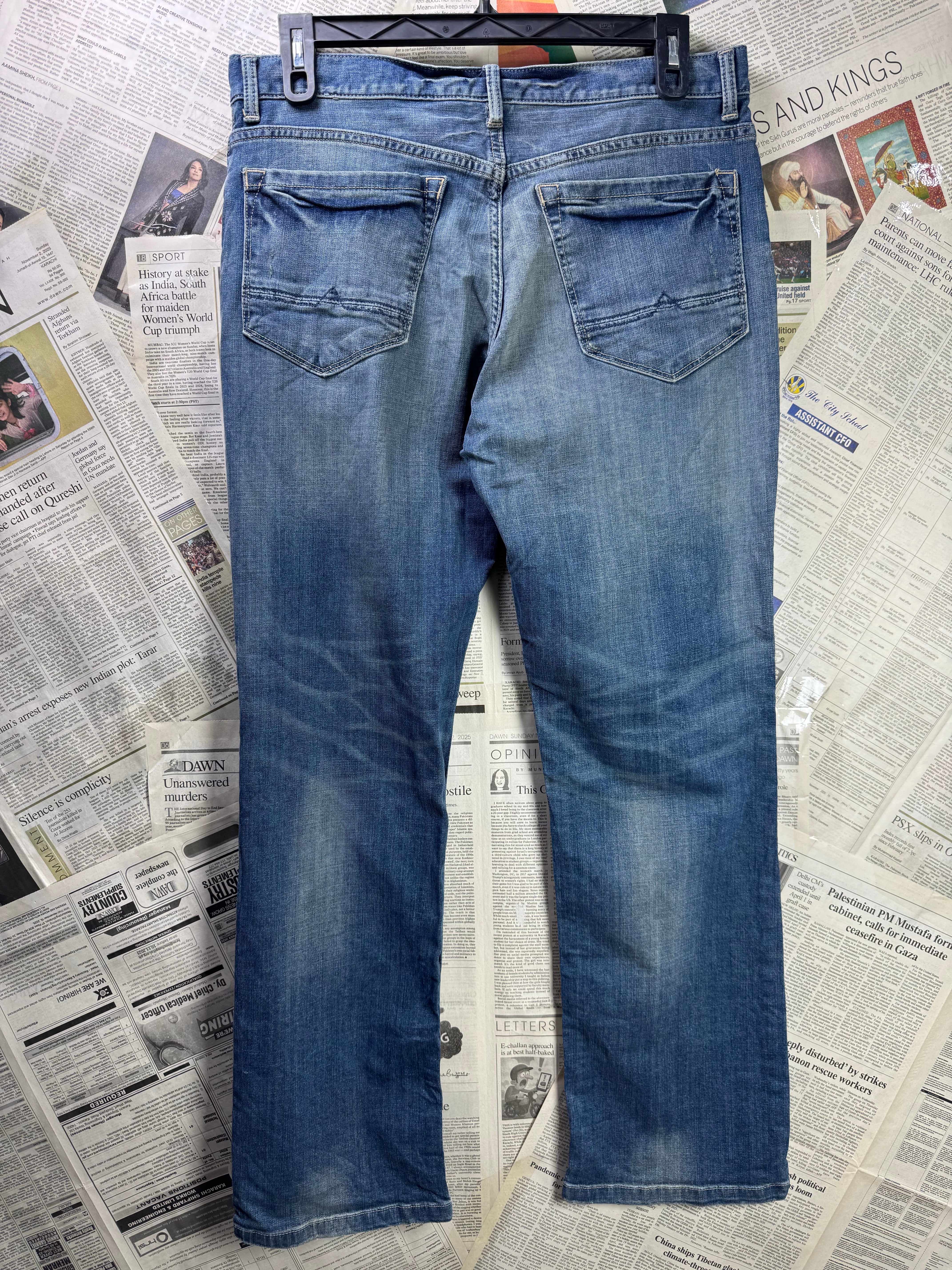 Urban Pipeline® Waist: 34" to 36" | Blue | Slim Straight Fit Denim Pants | Cotton - Spandex | 1330 - Genuine Maal