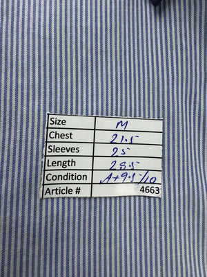 Primark® Medium | Chest: 21.5" | Blue | Collar: 15.5" Slim Fit Shirts | Poly - Cotton | 4663 - Genuine Maal