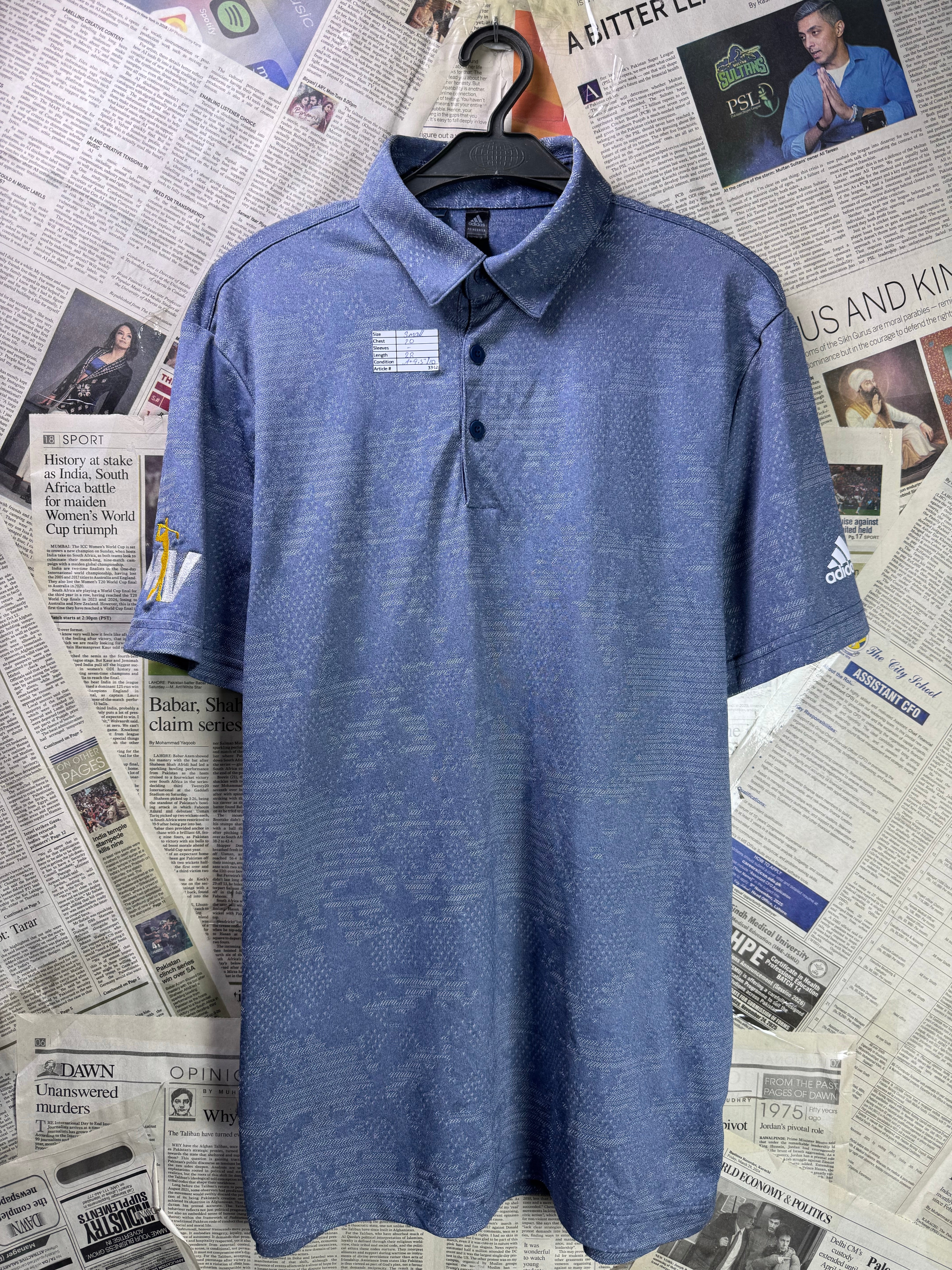 Adid*s® Small | Chest: 20" | Light Blue | Golf Polo | Poly | 3342 - Genuine Maal