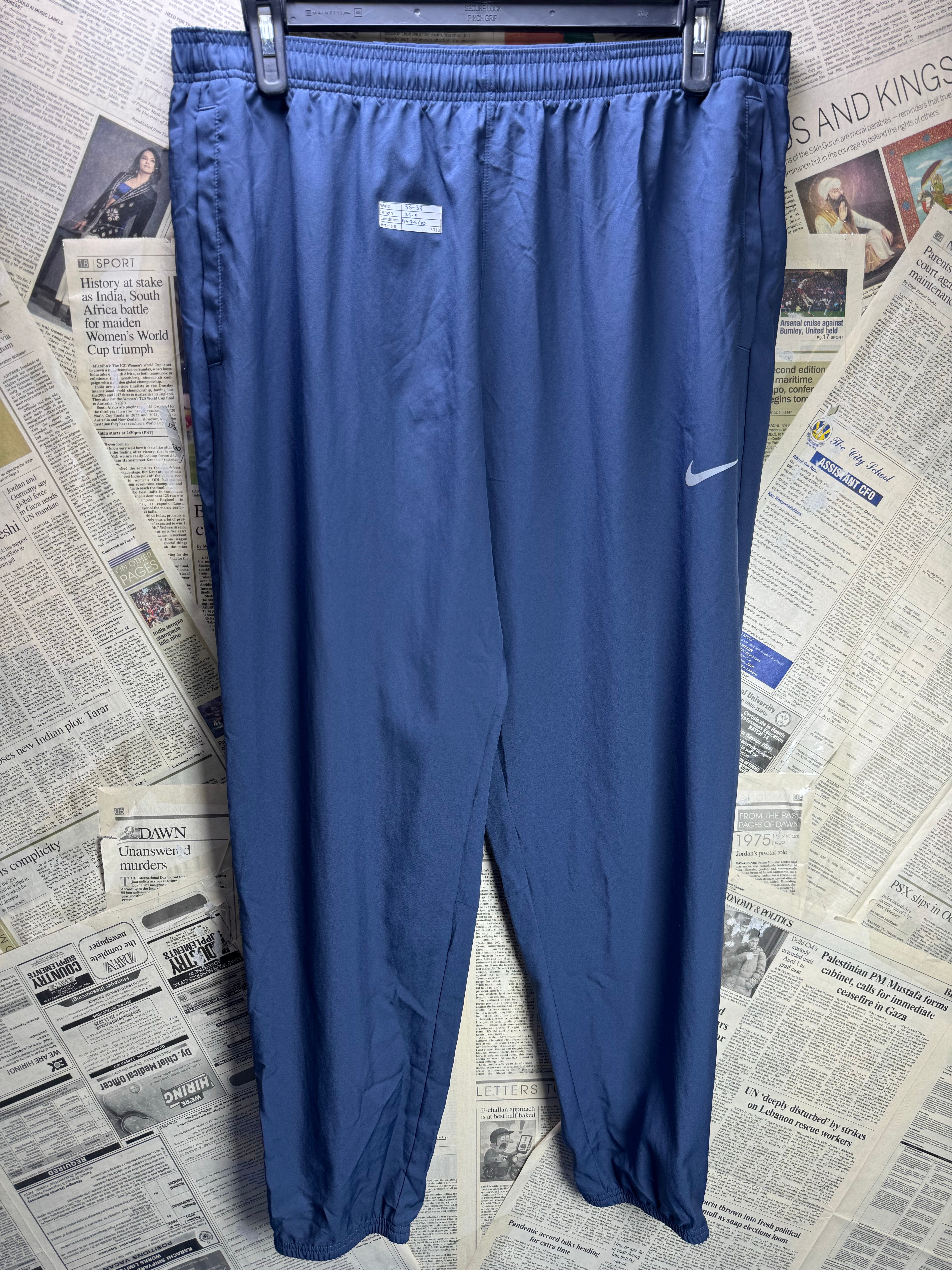 N*ke® Waist: 36" to 38" | Blue | Sports Trousers | Polyester | 3018 - Genuine Maal