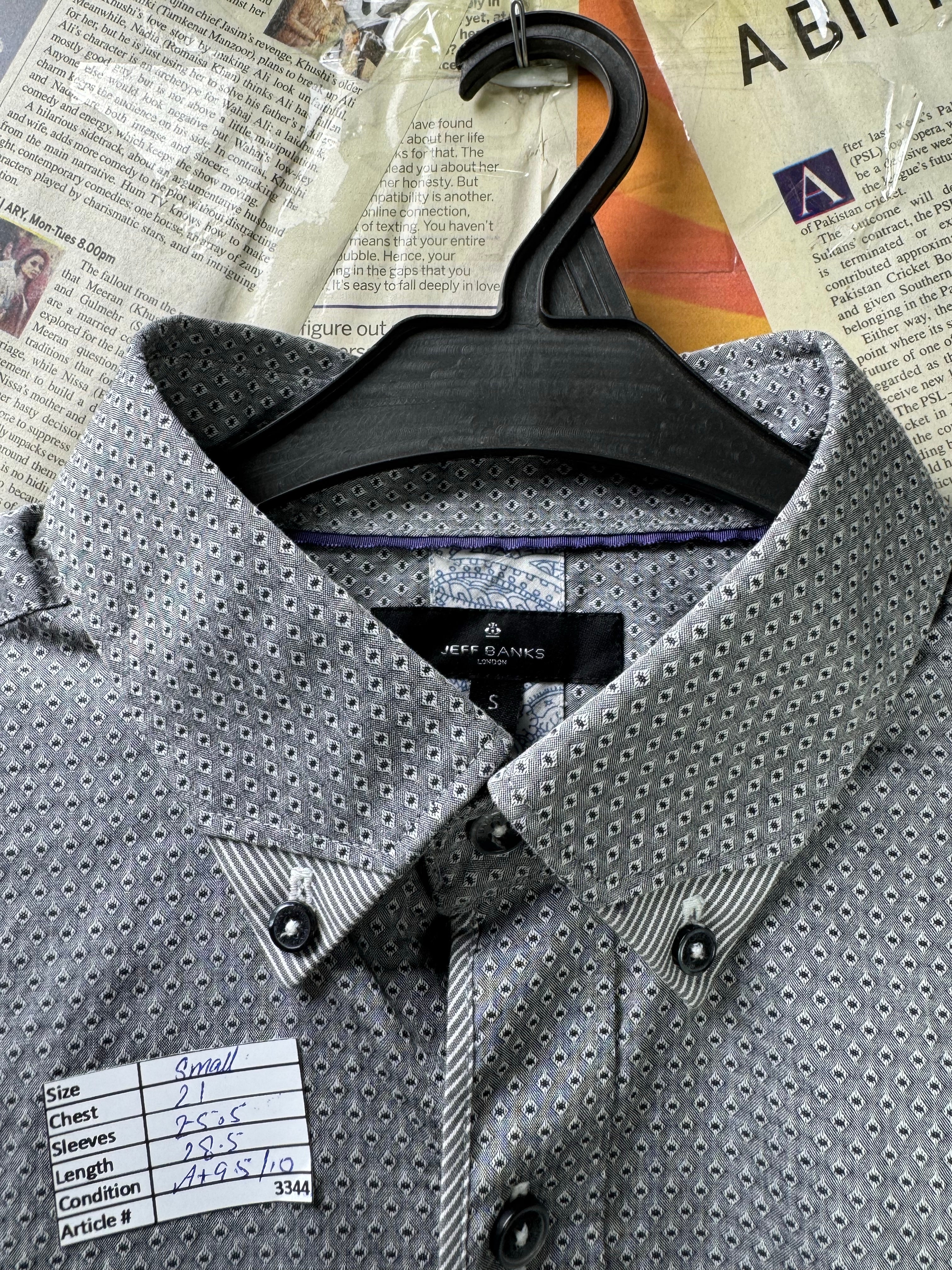 Jeff Banks® Small | Chest: 21" | Grey | Shirt | Cotton | 3344 - Genuine Maal