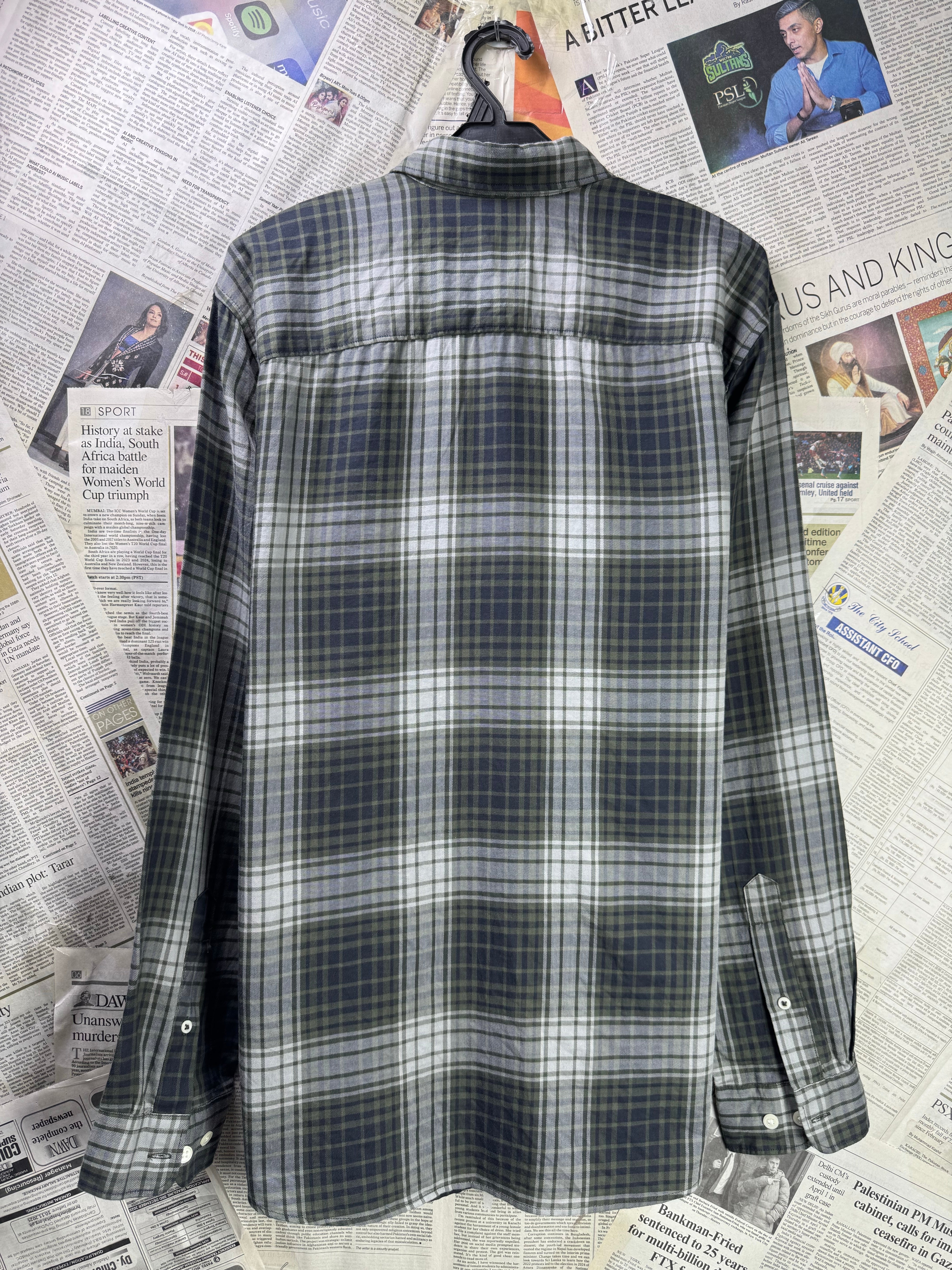 Selected® Large | Chest: 23" | Grey Plaid | Shirt | Cotton | 3341 - Genuine Maal