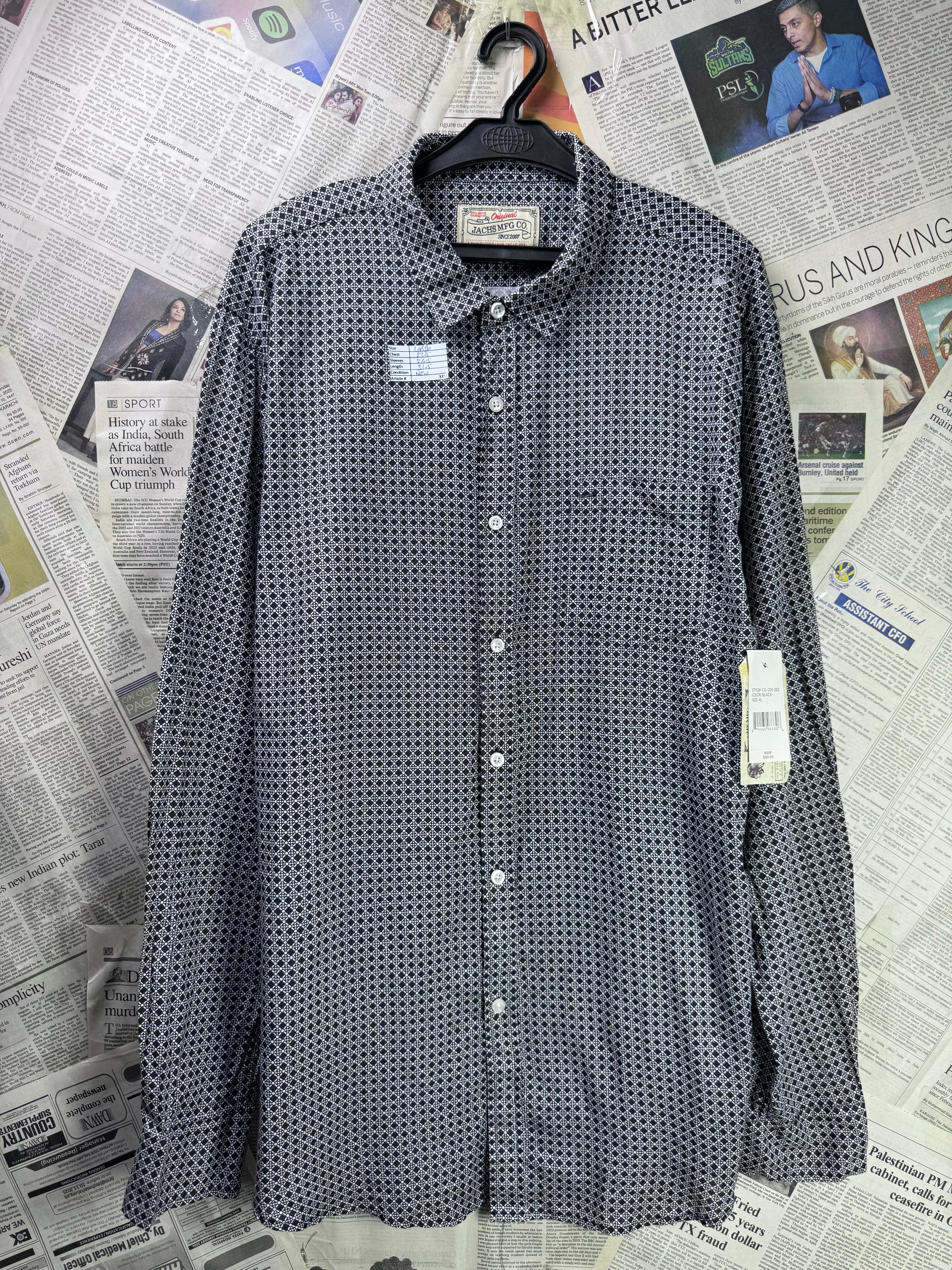 Jachs Co.® Large | Chest: 23.5" | Black & White | Shirt | Cotton | 3351 - Genuine Maal