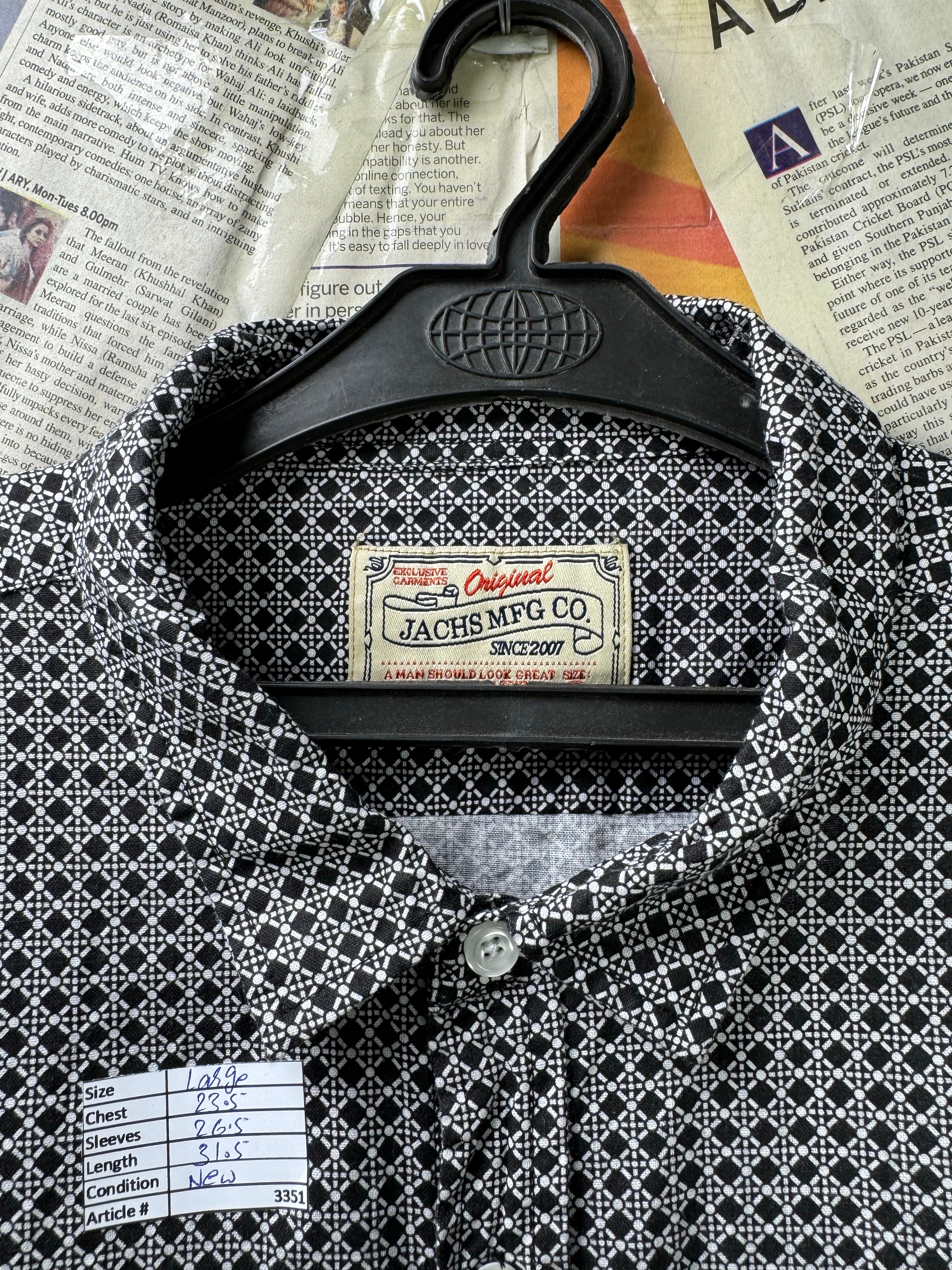 Jachs Co.® Large | Chest: 23.5" | Black & White | Shirt | Cotton | 3351 - Genuine Maal