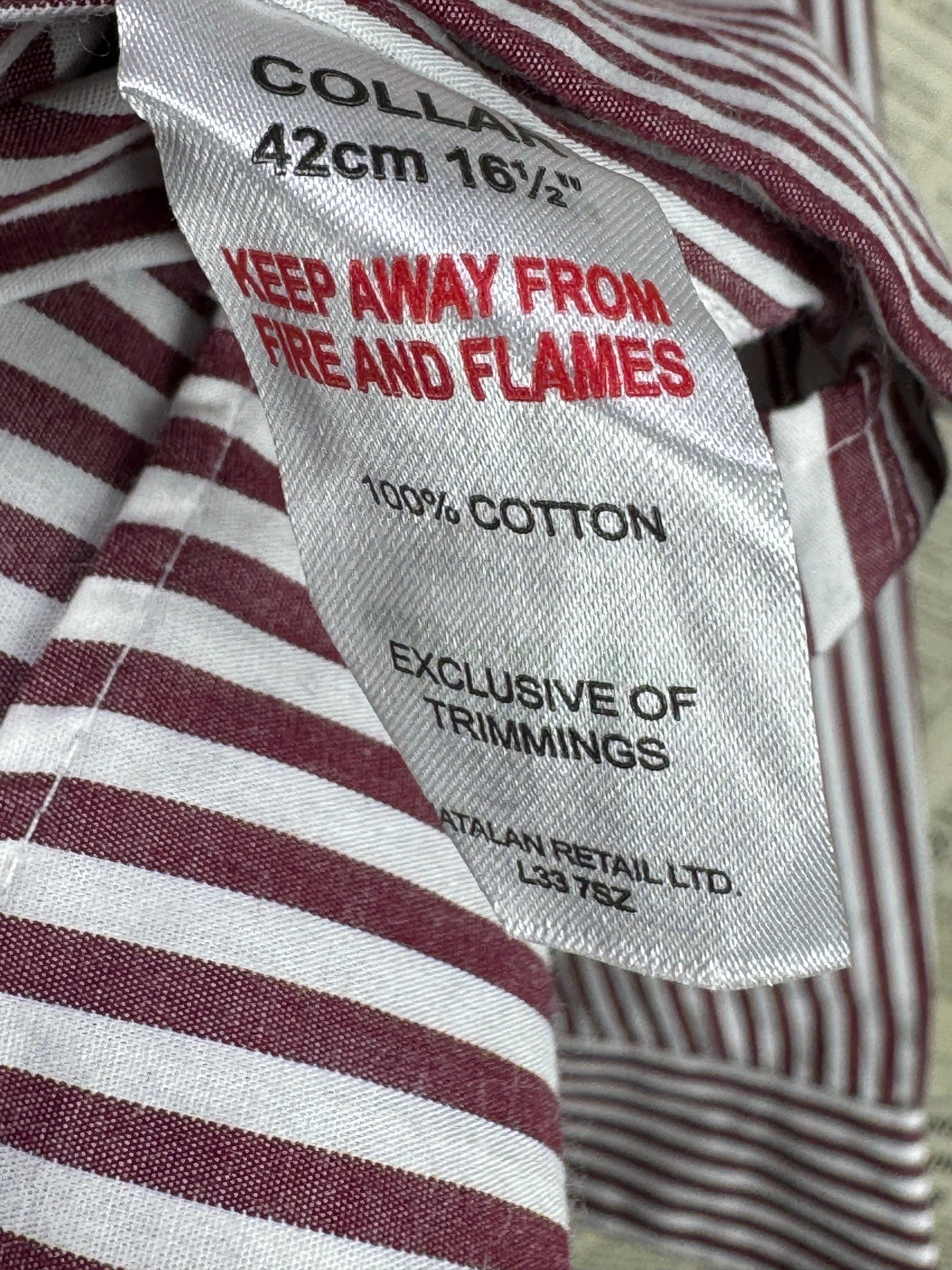 Taylor & Wright® Large | Chest: 23.5" | White & Light Maroon Stripe | Shirt | Cotton | 3353 - Genuine Maal