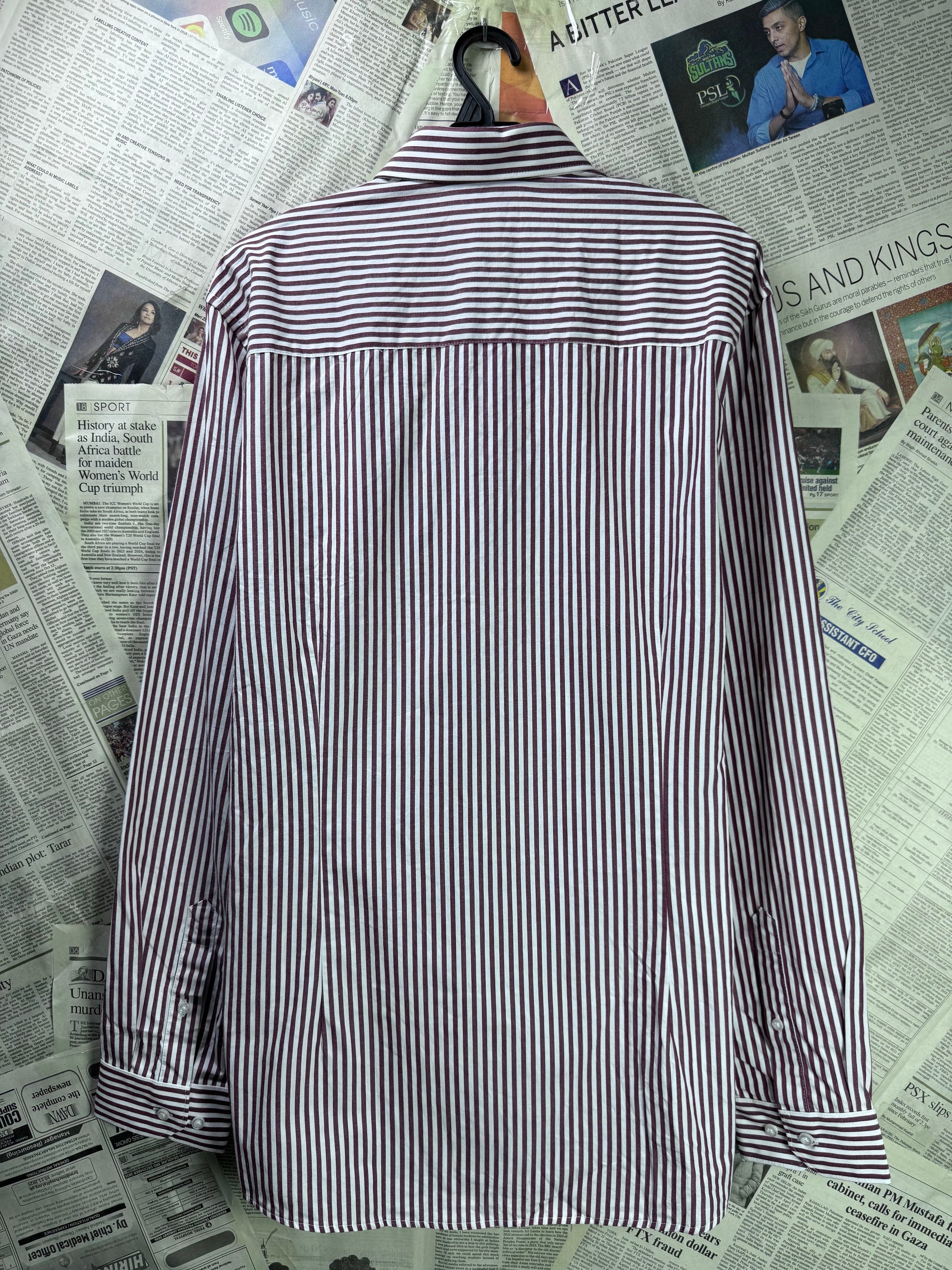 Taylor & Wright® Large | Chest: 23.5" | White & Light Maroon Stripe | Shirt | Cotton | 3353 - Genuine Maal