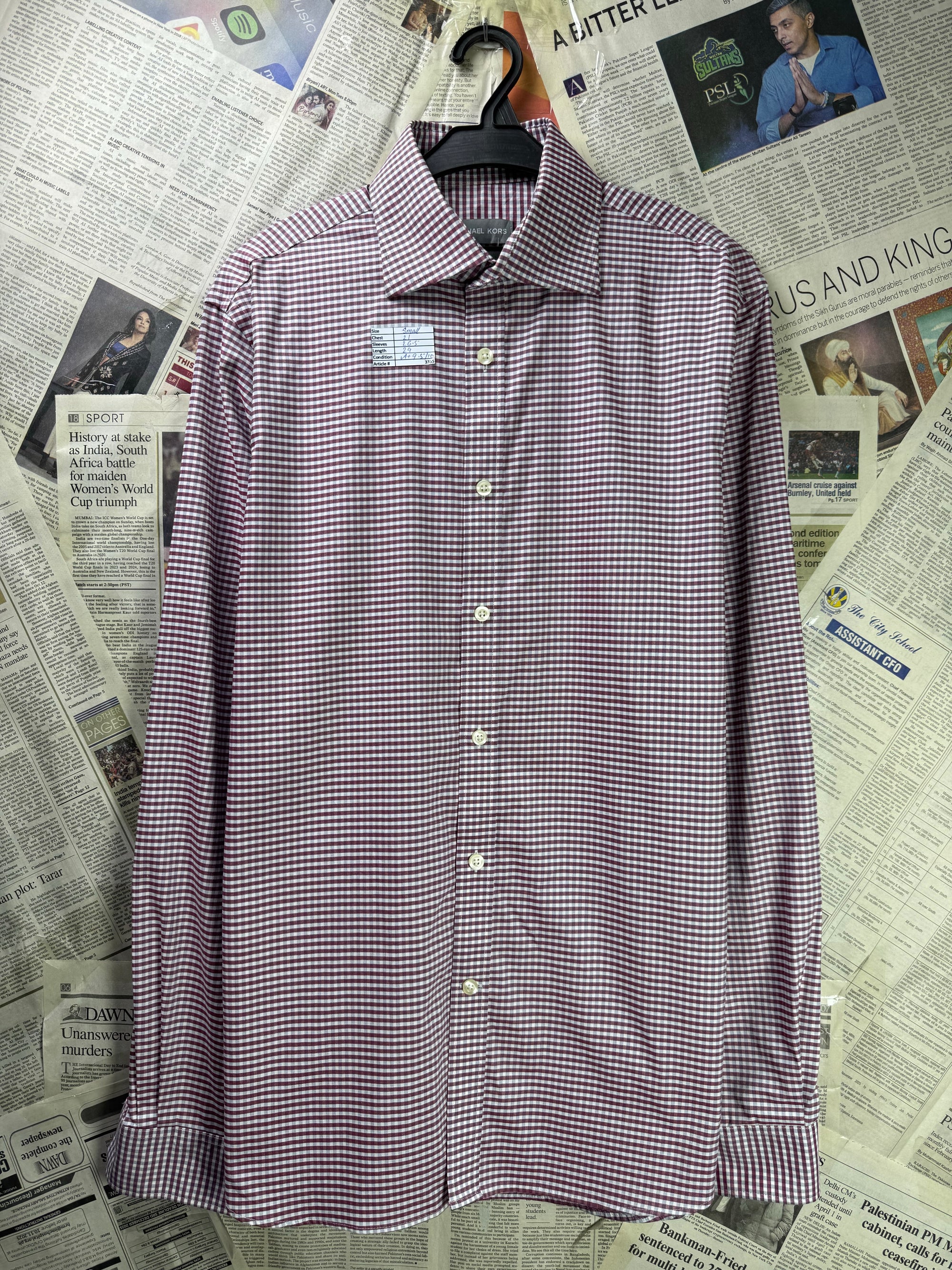 Michael K*rs® Small | Chest: 21" | Check | Shirt | Cotton - Elastane | 3355 - Genuine Maal