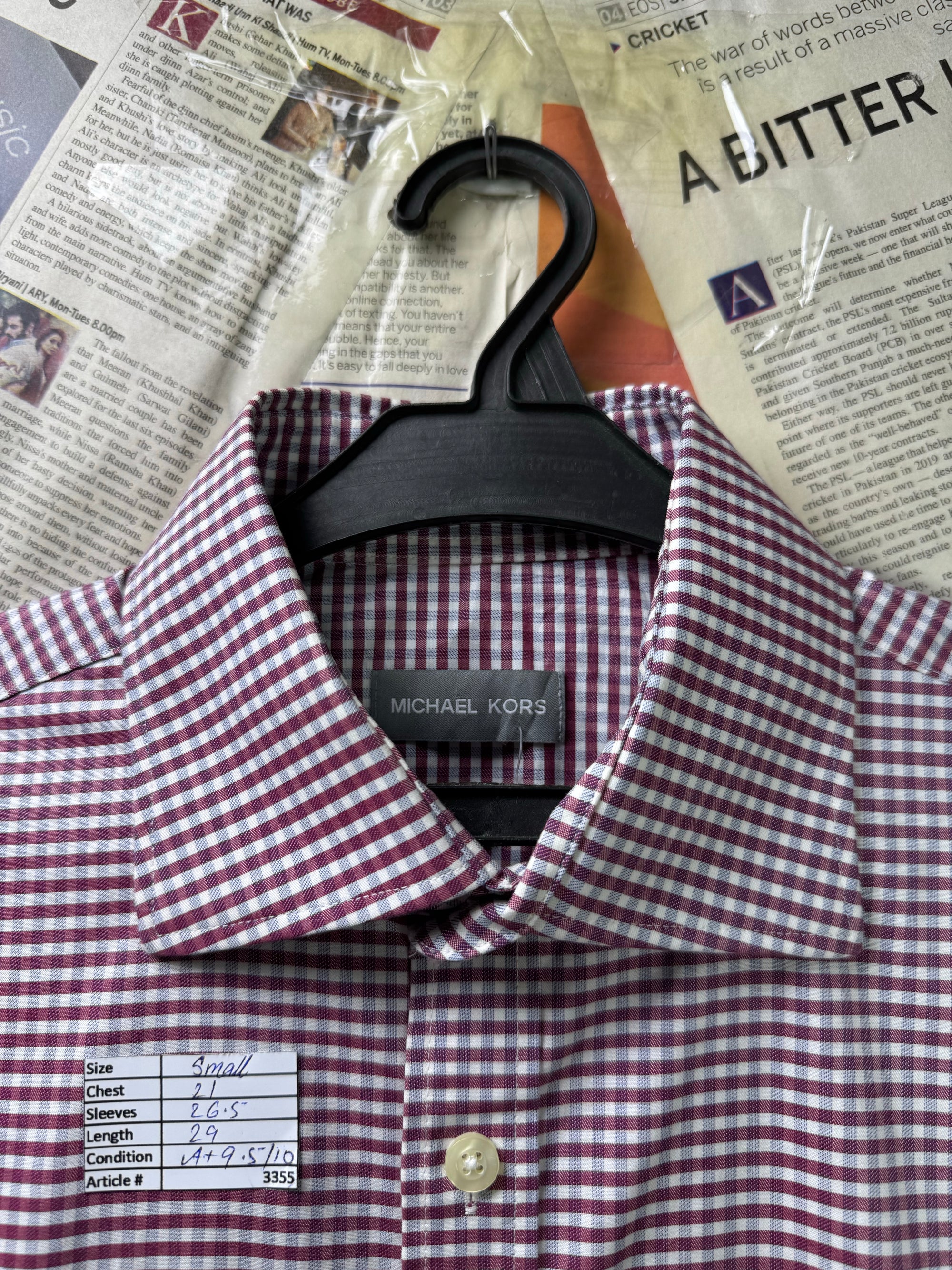 Michael K*rs® Small | Chest: 21" | Check | Shirt | Cotton - Elastane | 3355 - Genuine Maal