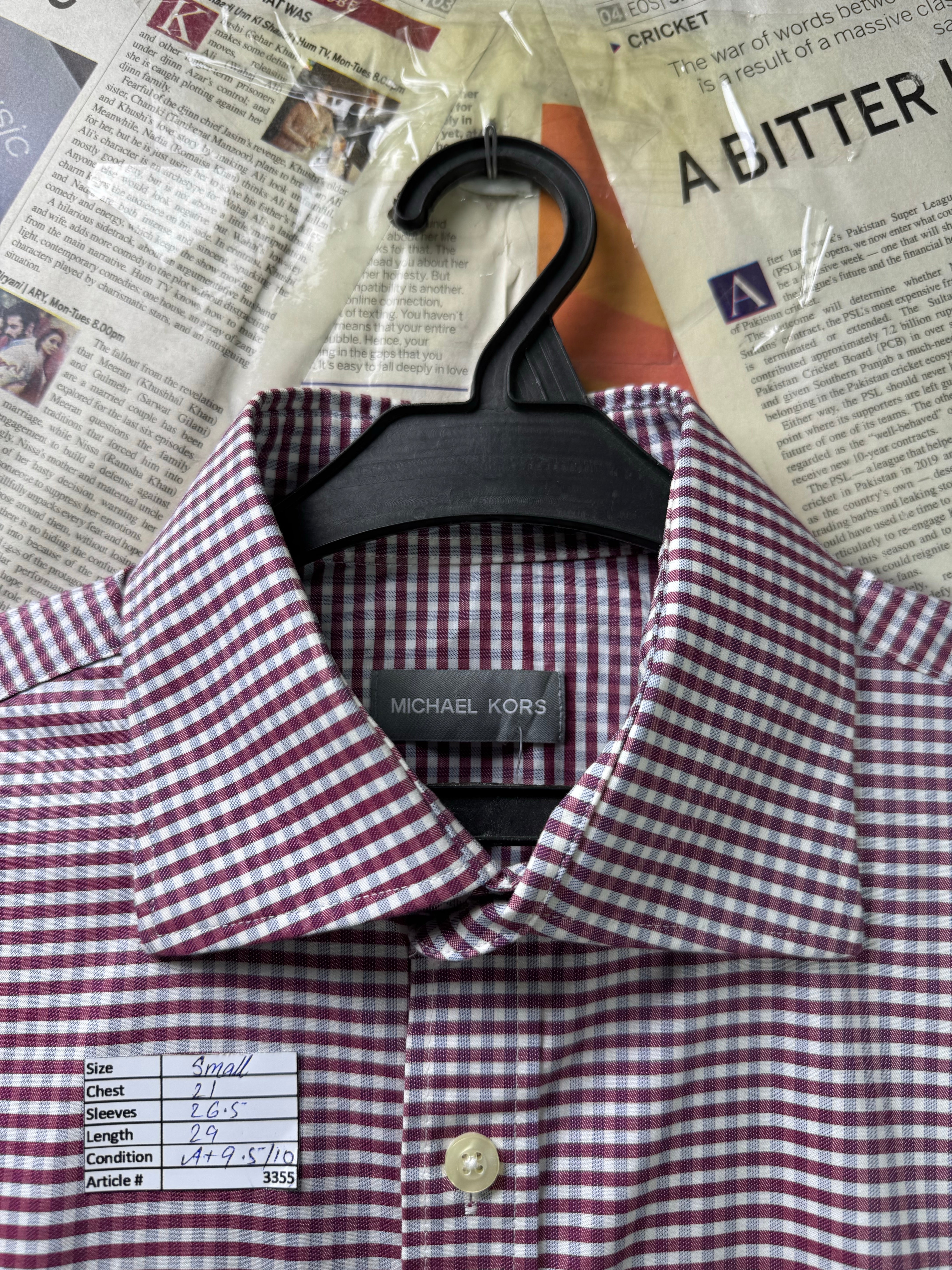 Michael K*rs® Small | Chest: 21" | Check | Shirt | Cotton - Elastane | 3355 - Genuine Maal