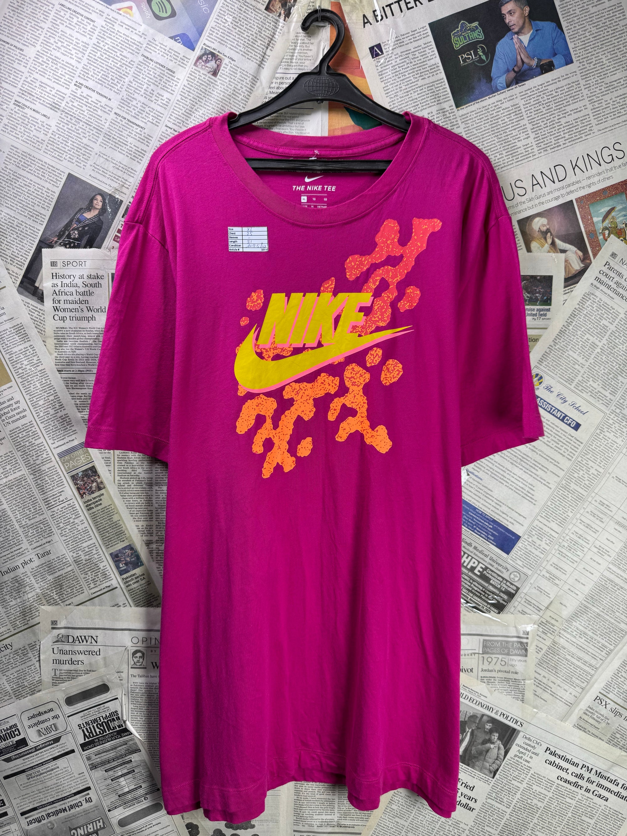 N*ke® XL | Chest: 25" | Red Pink | T-Shirt | Cotton | 3359 - Genuine Maal