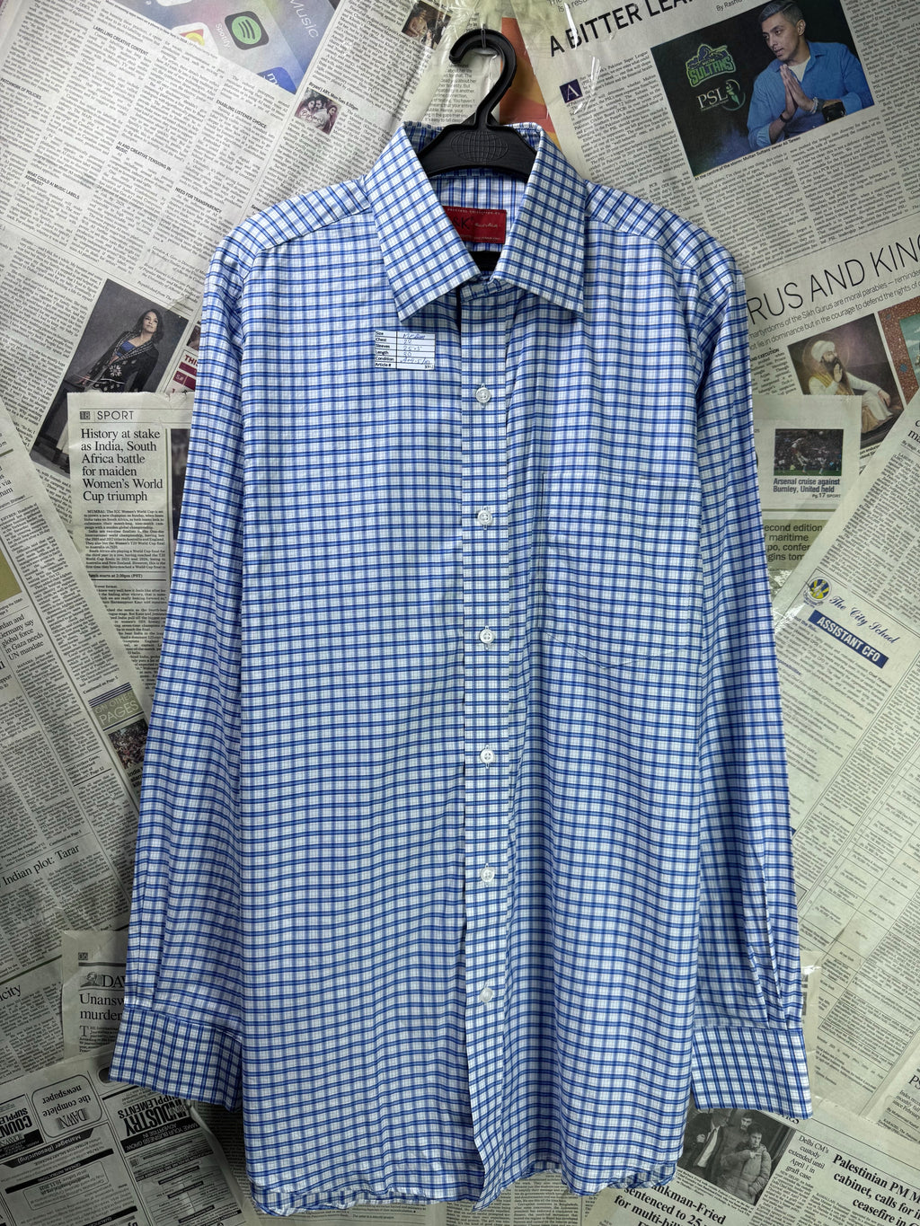 L&K® Medium | Chest: 22" | Blue & White Check | Shirt | Cotton | 3362 - Genuine Maal