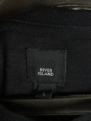 River Island® Large | Chest: 23" | Black with Print | T-Shirt | Cotton | 3361 - Genuine Maal