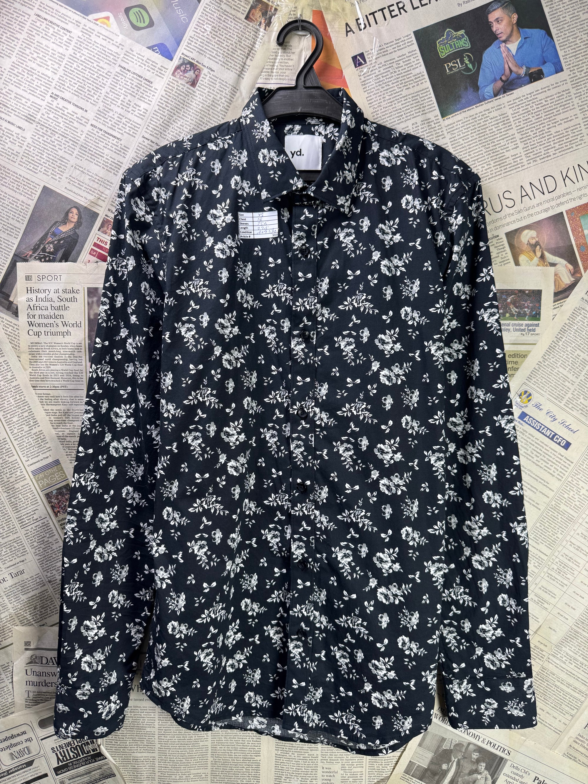 Yd.® XS | Chest: 18" | Floral | Shirt | Cotton - Elastane | 3333 - Genuine Maal