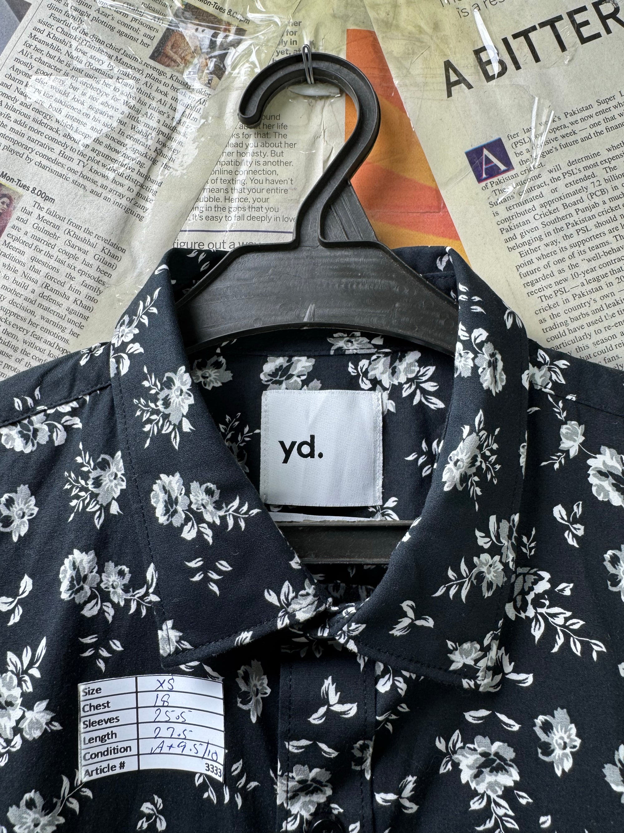 Yd.® XS | Chest: 18" | Floral | Shirt | Cotton - Elastane | 3333 - Genuine Maal