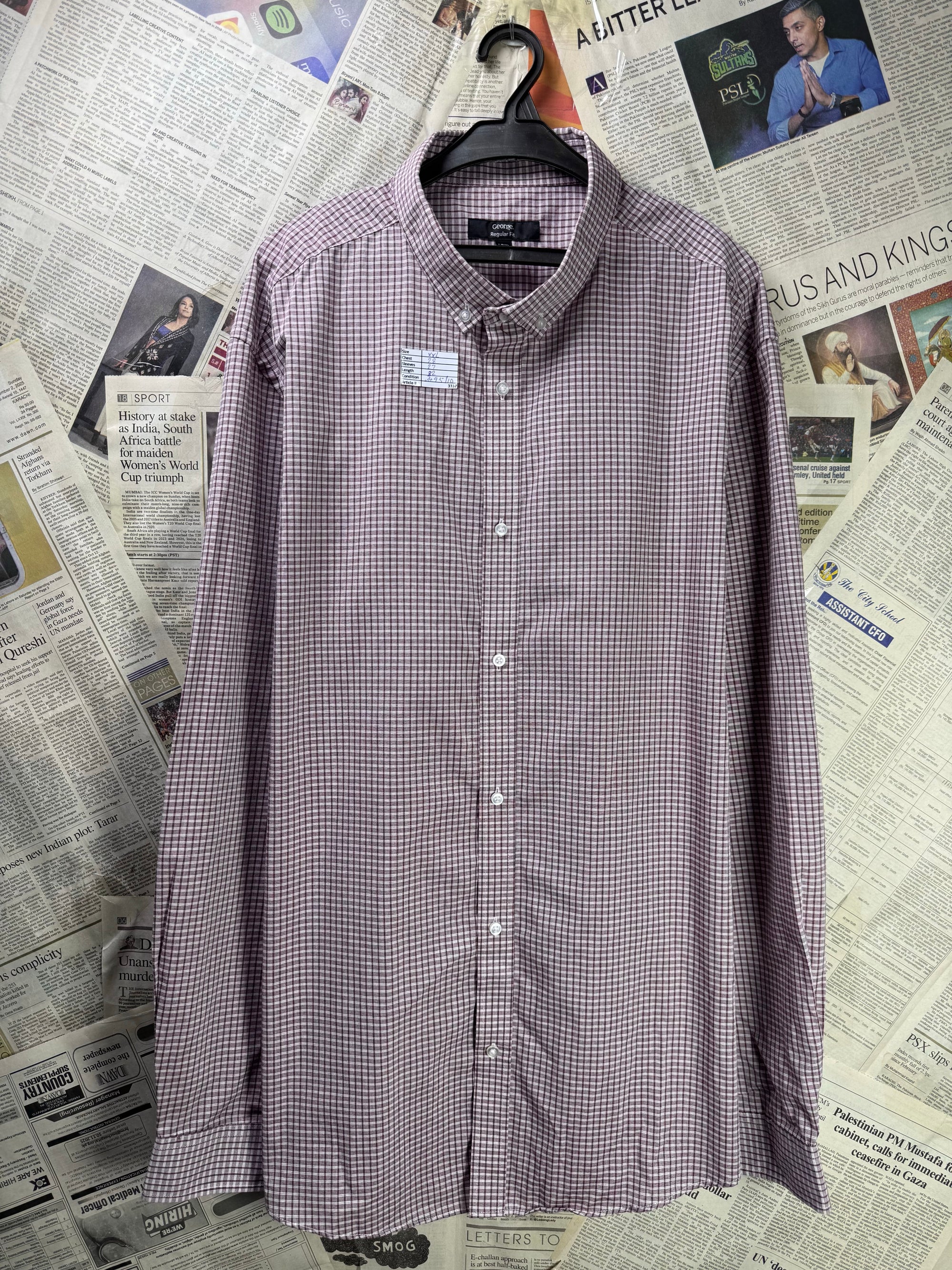 George® XXL | Chest: 28" | Check | Shirt | Poly - Cotton | 3337 - Genuine Maal
