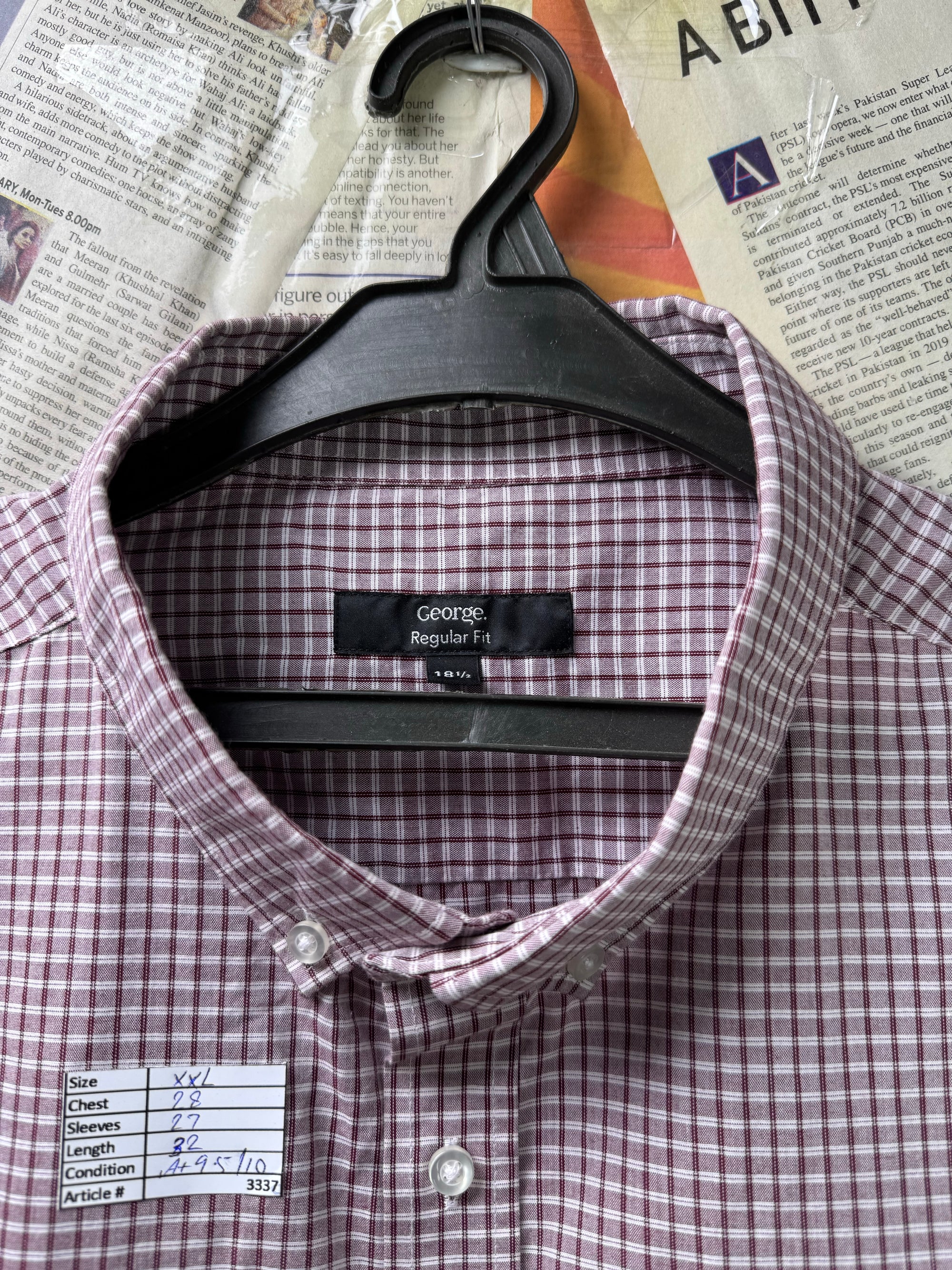 George® XXL | Chest: 28" | Check | Shirt | Poly - Cotton | 3337 - Genuine Maal