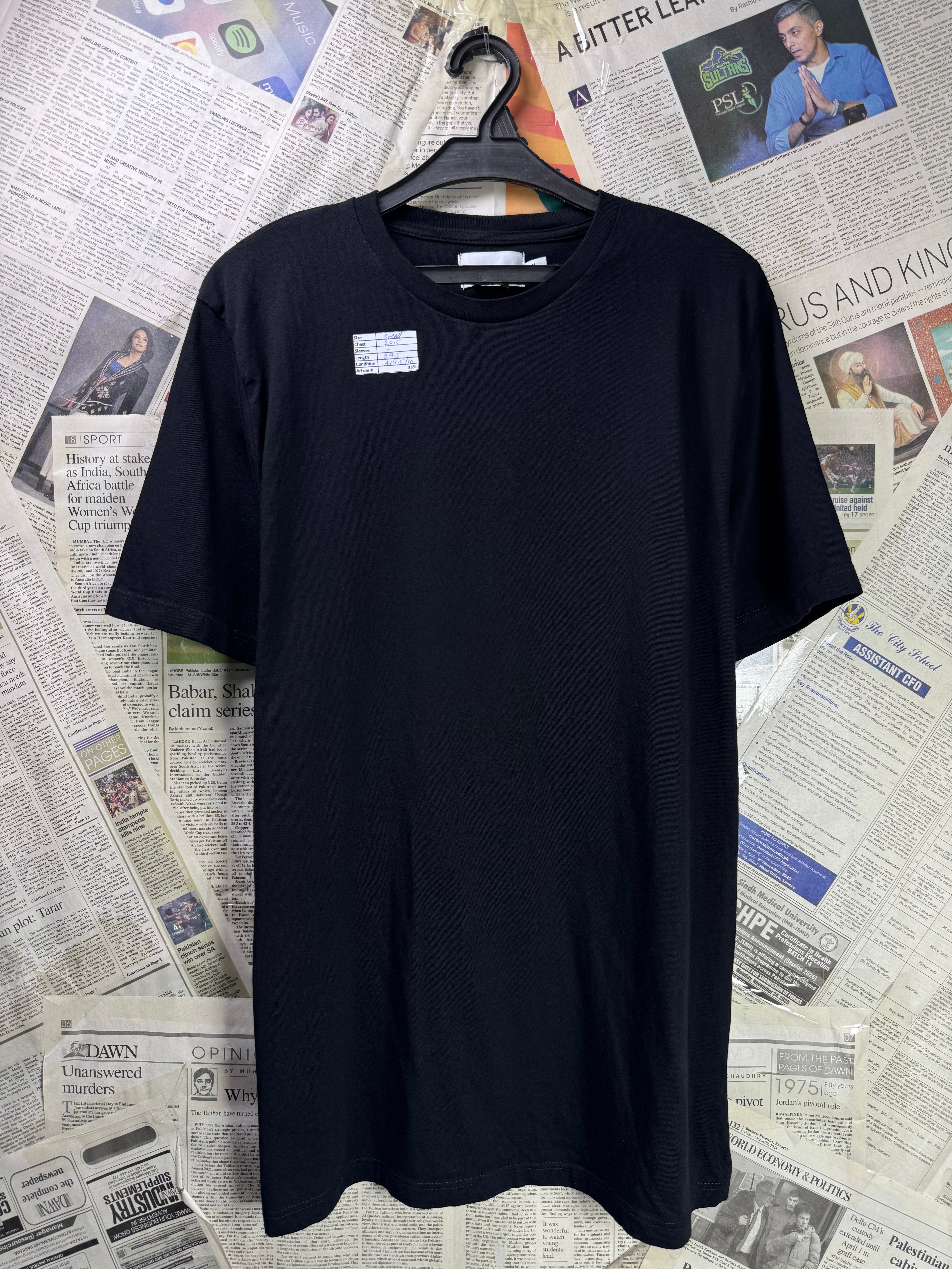 Topman® Small | Chest: 20.5" | Black | T-Shirt | Cotton | 3356 - Genuine Maal