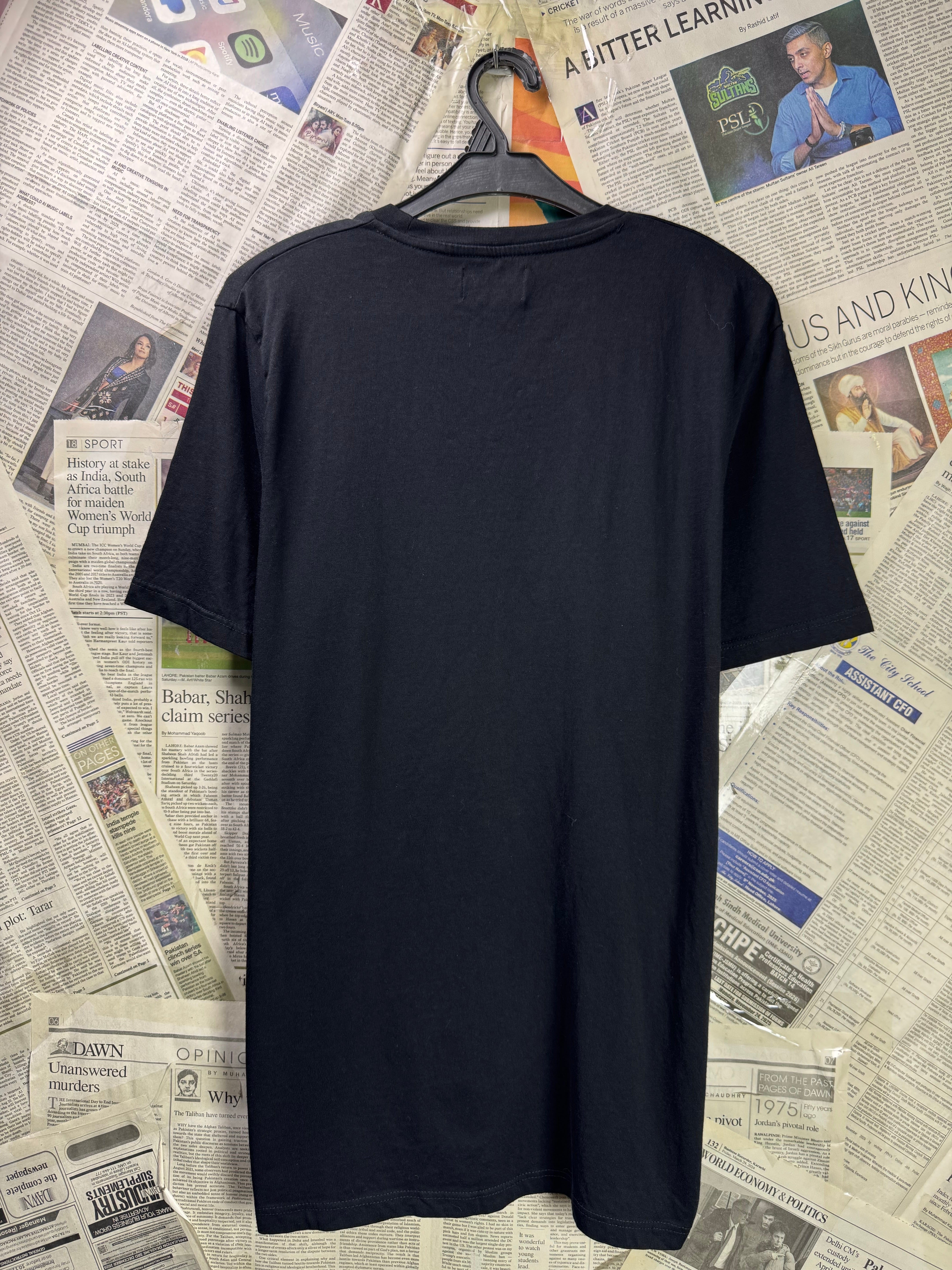 Topman® Small | Chest: 20.5" | Black | T-Shirt | Cotton | 3356 - Genuine Maal