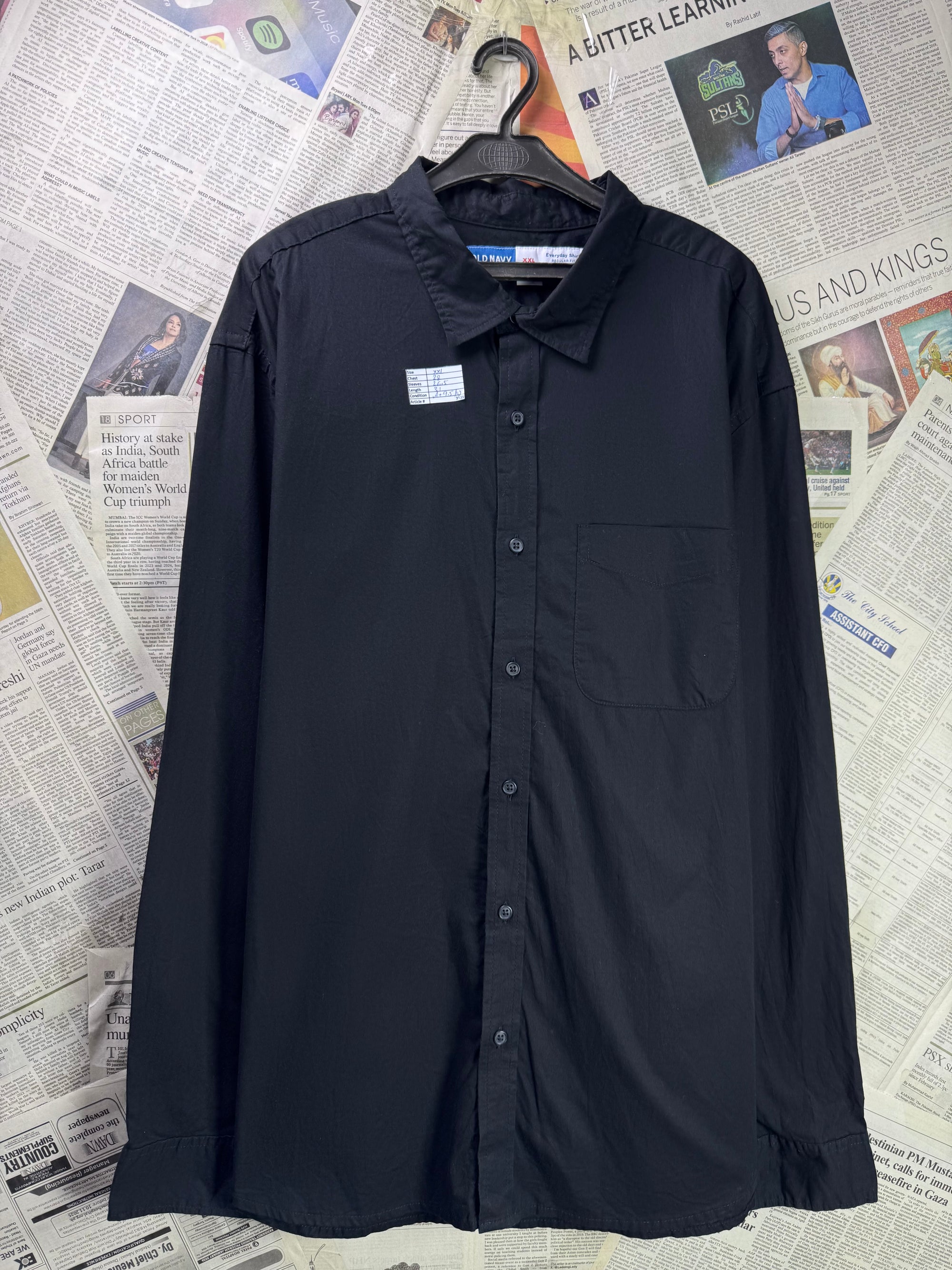 Old N*vy® XXL | Chest: 28" | Black | Shirt | Cotton - Elastane | 3535 - Genuine Maal