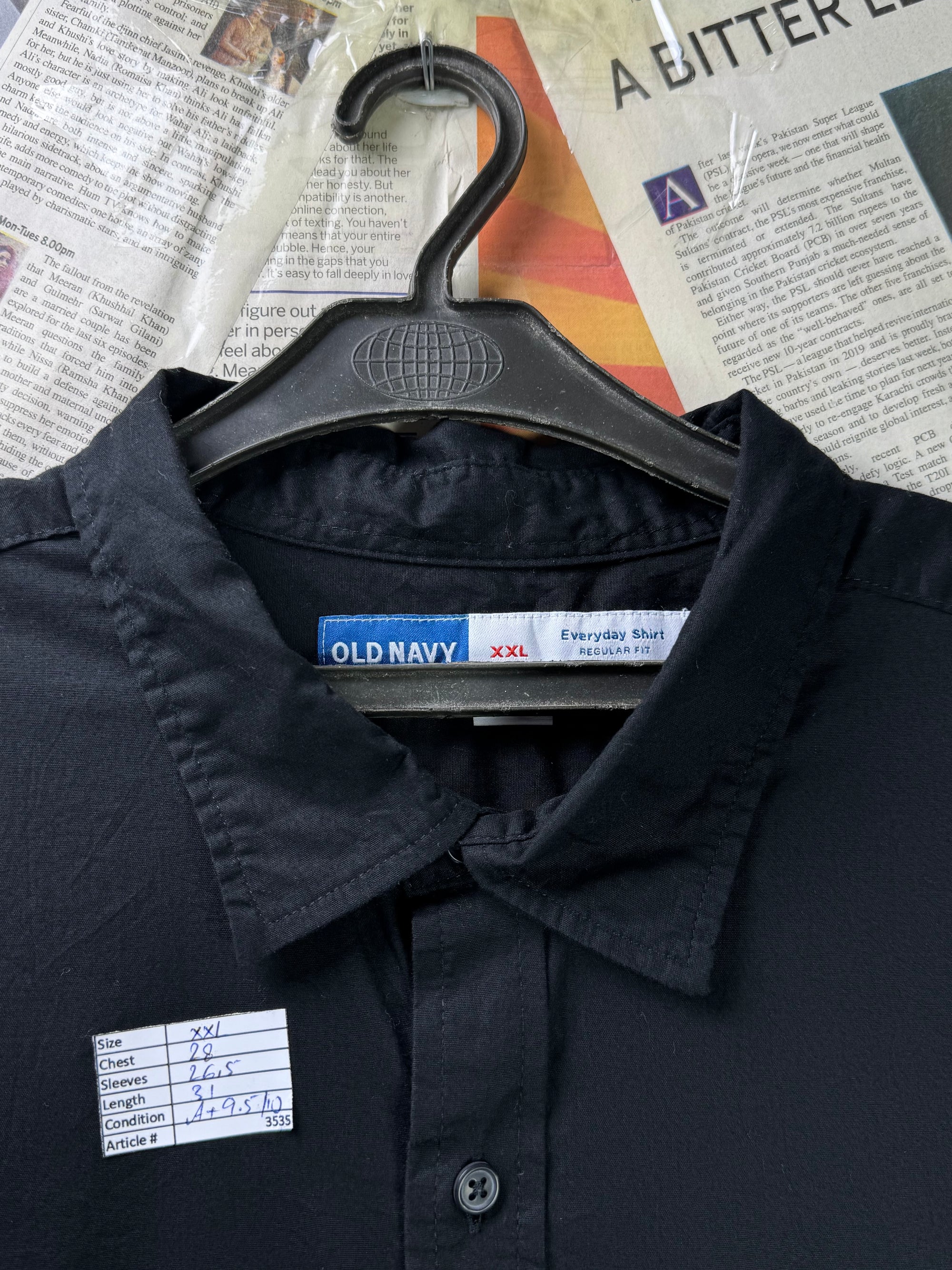 Old N*vy® XXL | Chest: 28" | Black | Shirt | Cotton - Elastane | 3535 - Genuine Maal