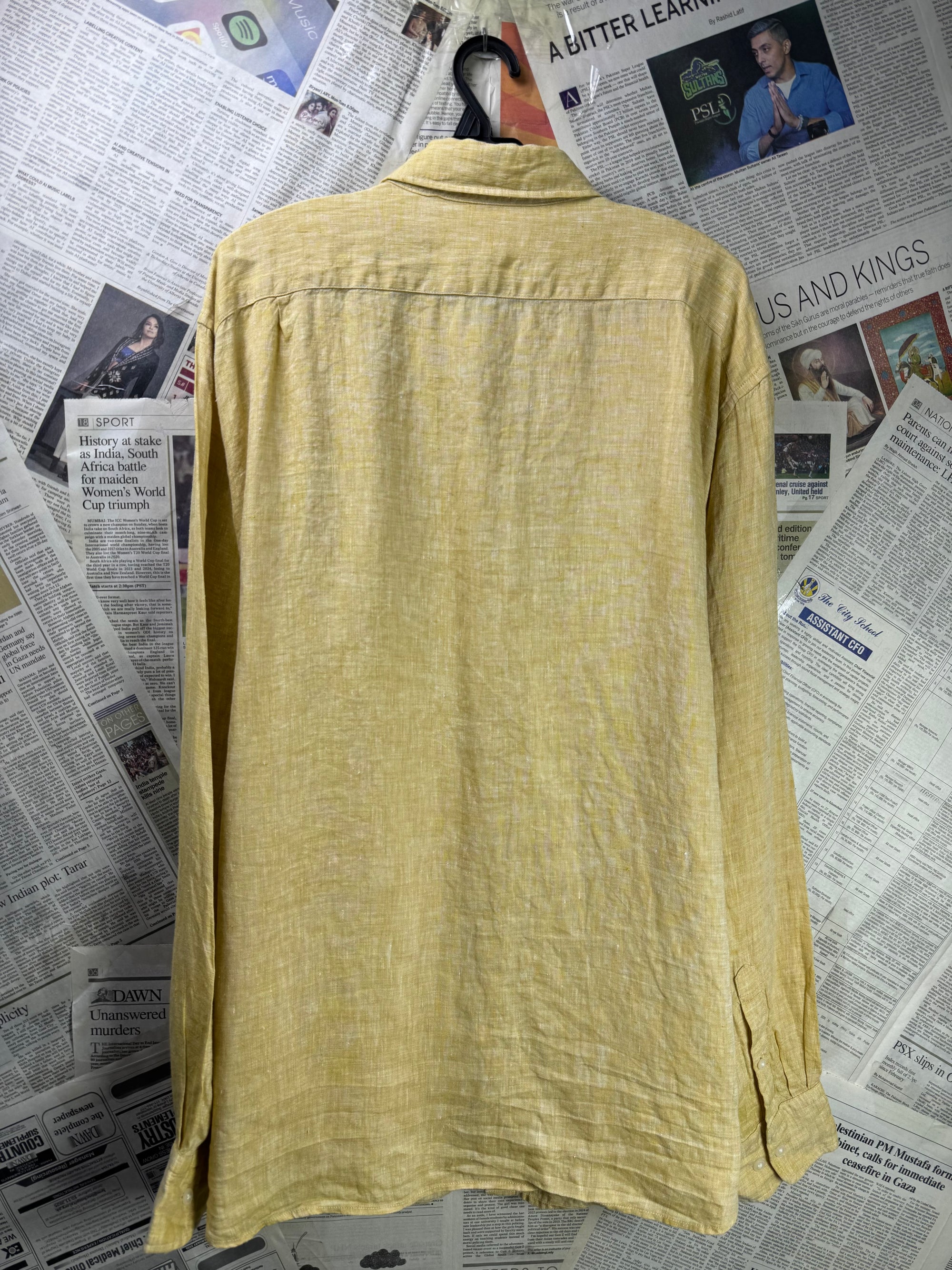 Uniqlo® XL | Chest: 25.5" | Light Mustard | Shirt | Linen | 3542 - Genuine Maal