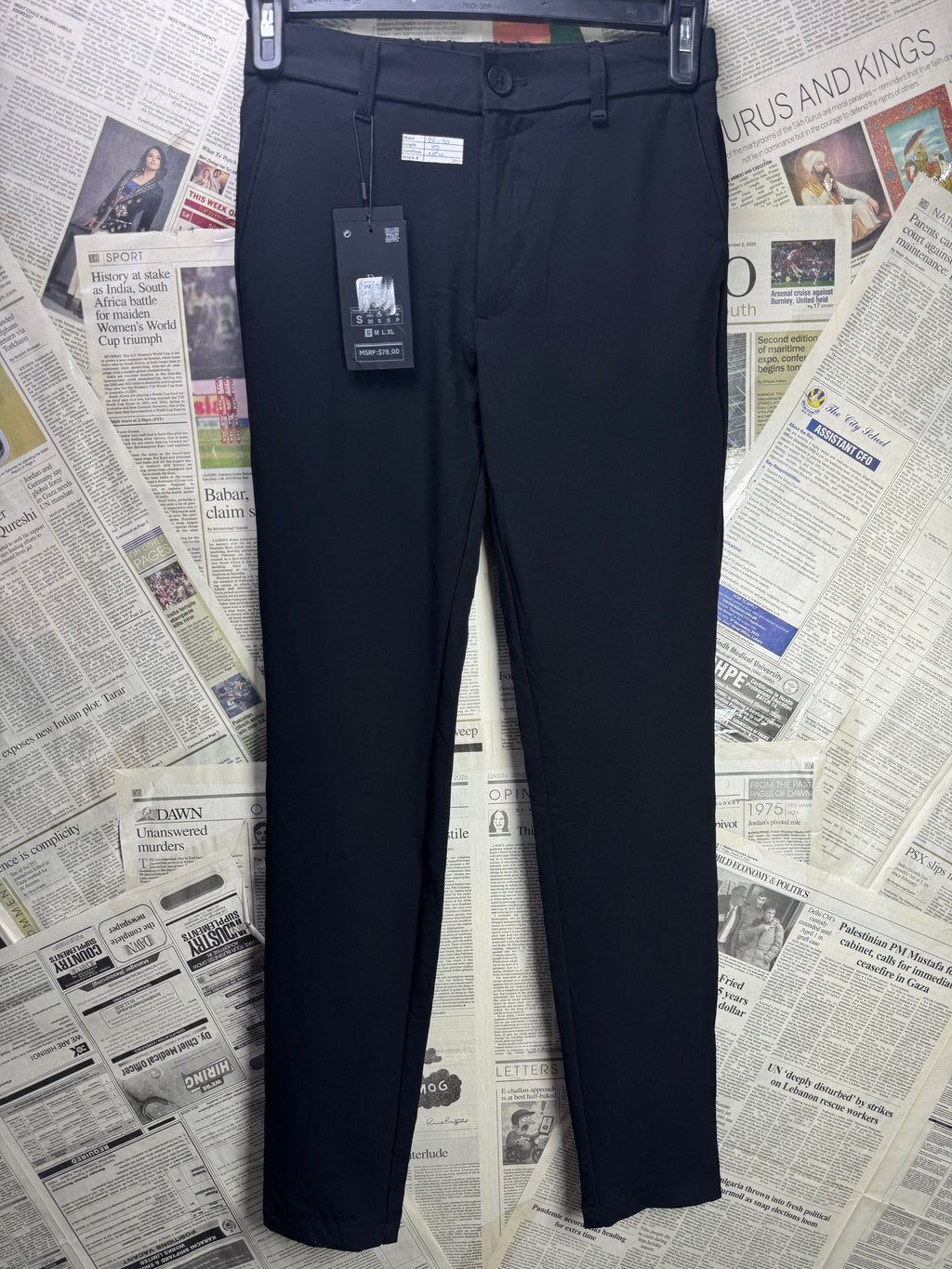 Denim&Flower® Waist: 28" to 30" | Black | Dress Pants | Poly - Visc - Spandex | 1341 - Genuine Maal