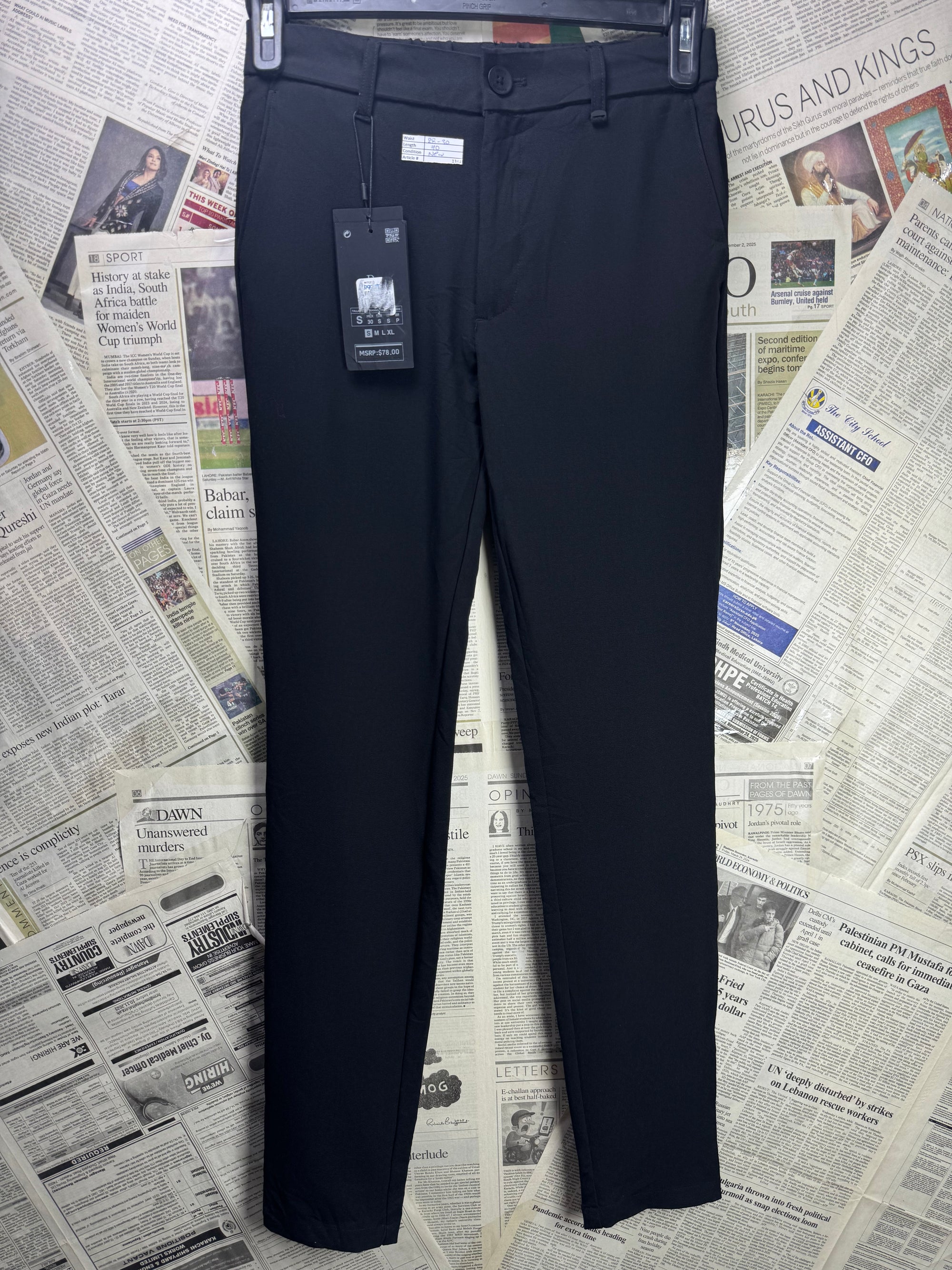 Denim&Flower® Waist: 28" to 30" | Black | Dress Pants | Poly - Visc - Spandex | 1341 - Genuine Maal