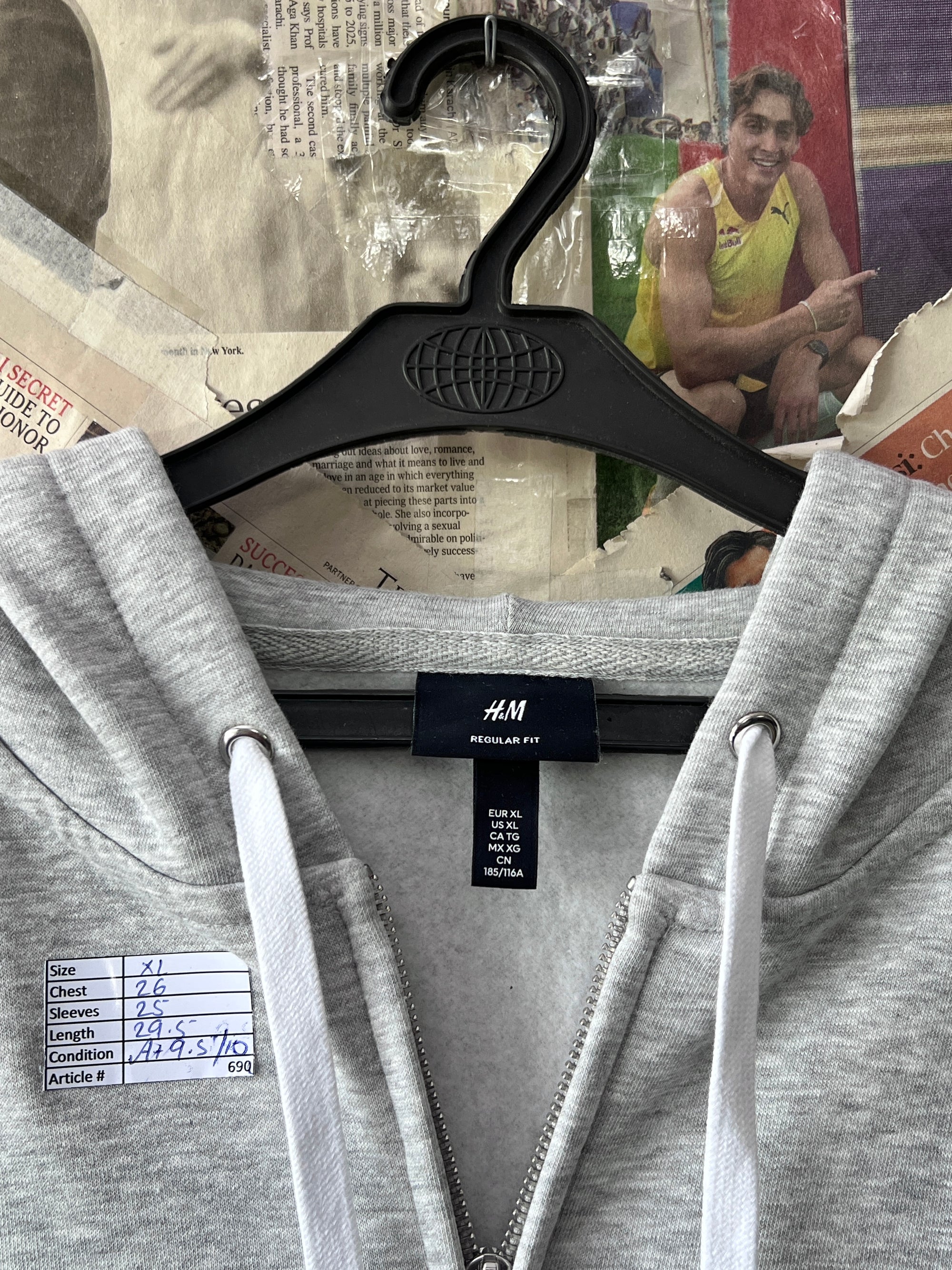 H&M® XL | Chest: 26" | Grey | Full Zipp Hoodie | 690 - Genuine Maal