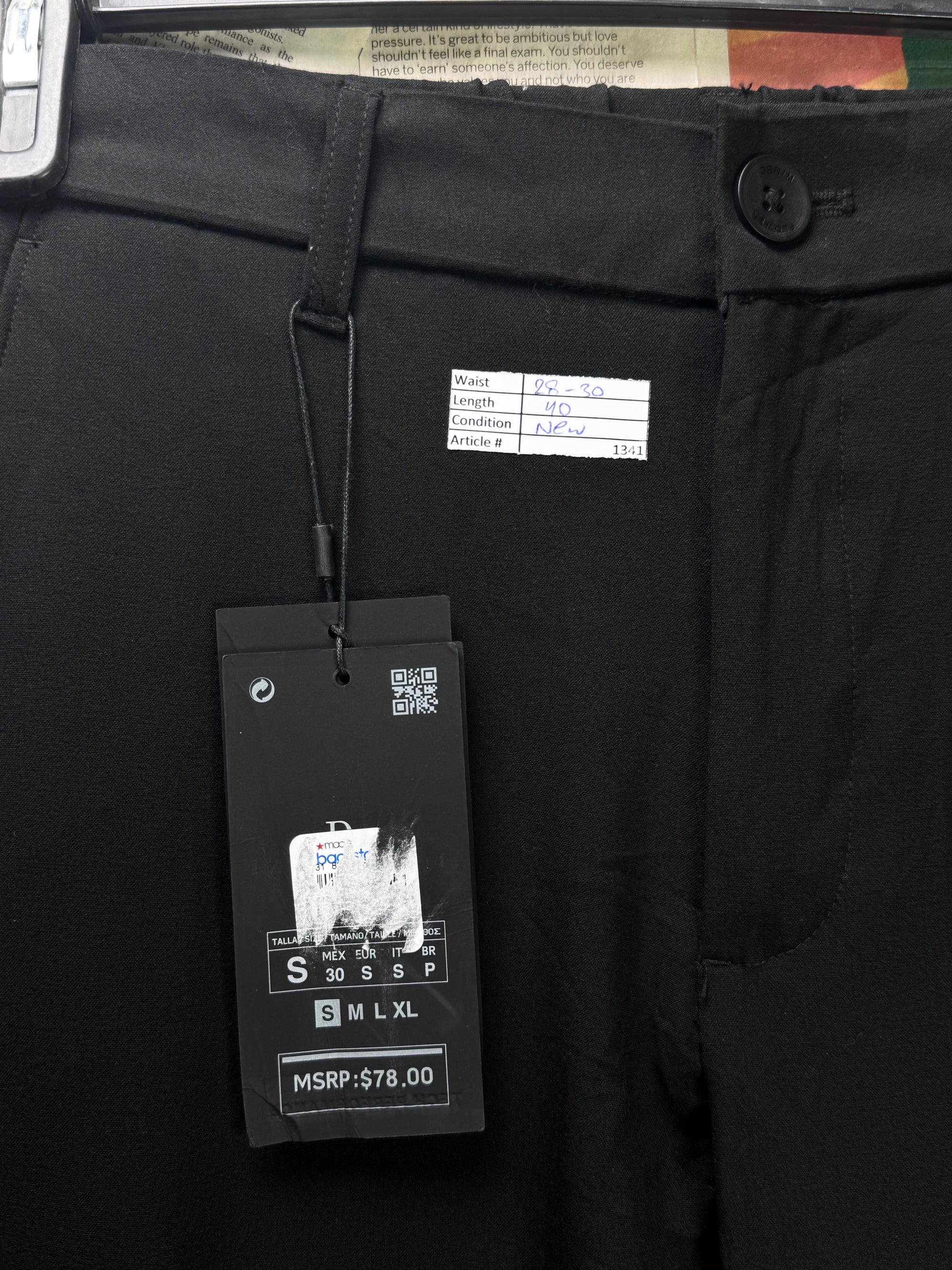 Denim&Flower® Waist: 28" to 30" | Black | Dress Pants | Poly - Visc - Spandex | 1341 - Genuine Maal