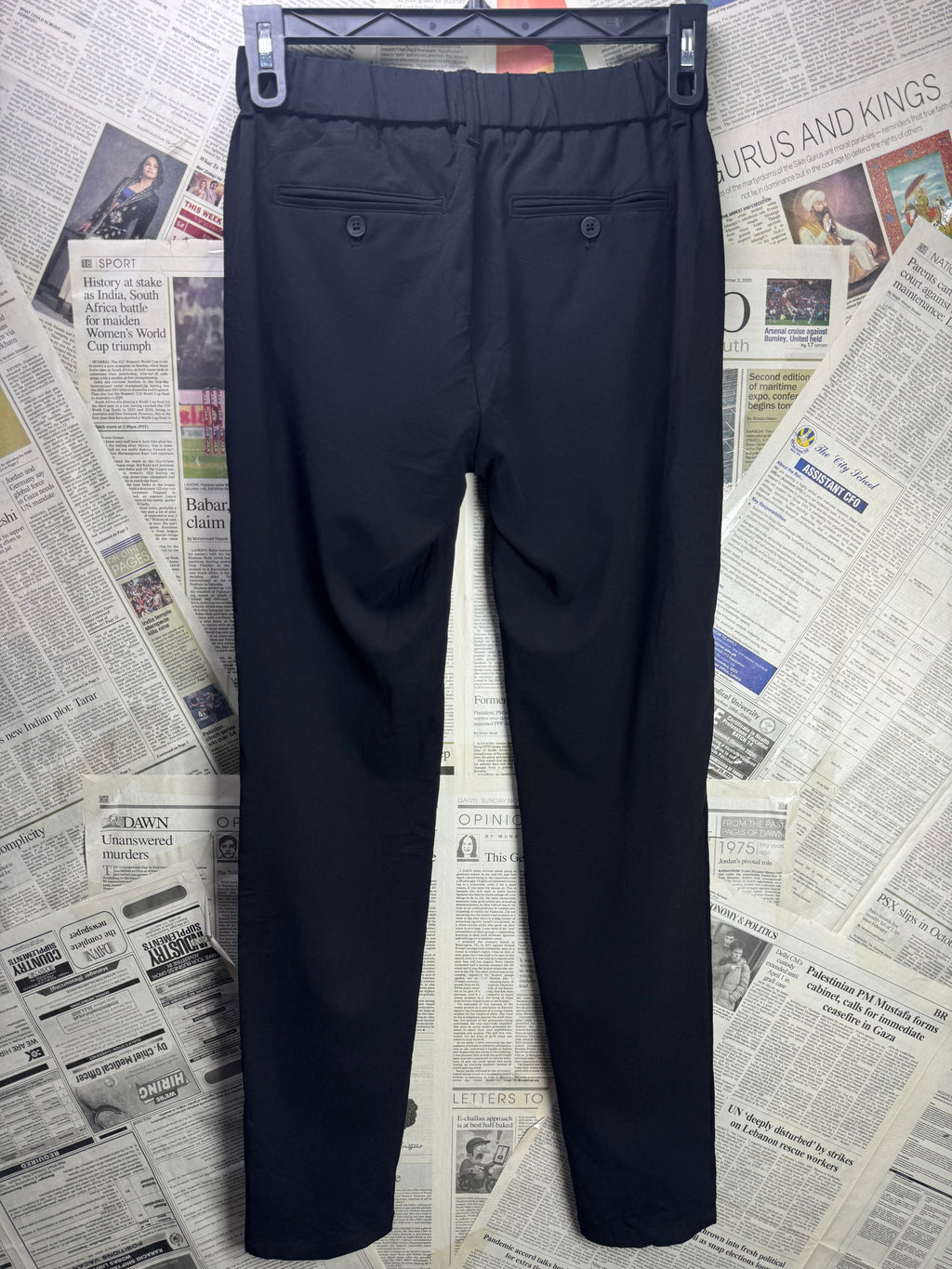 Denim&Flower® Waist: 28" to 30" | Black | Dress Pants | Poly - Visc - Spandex | 1341 - Genuine Maal