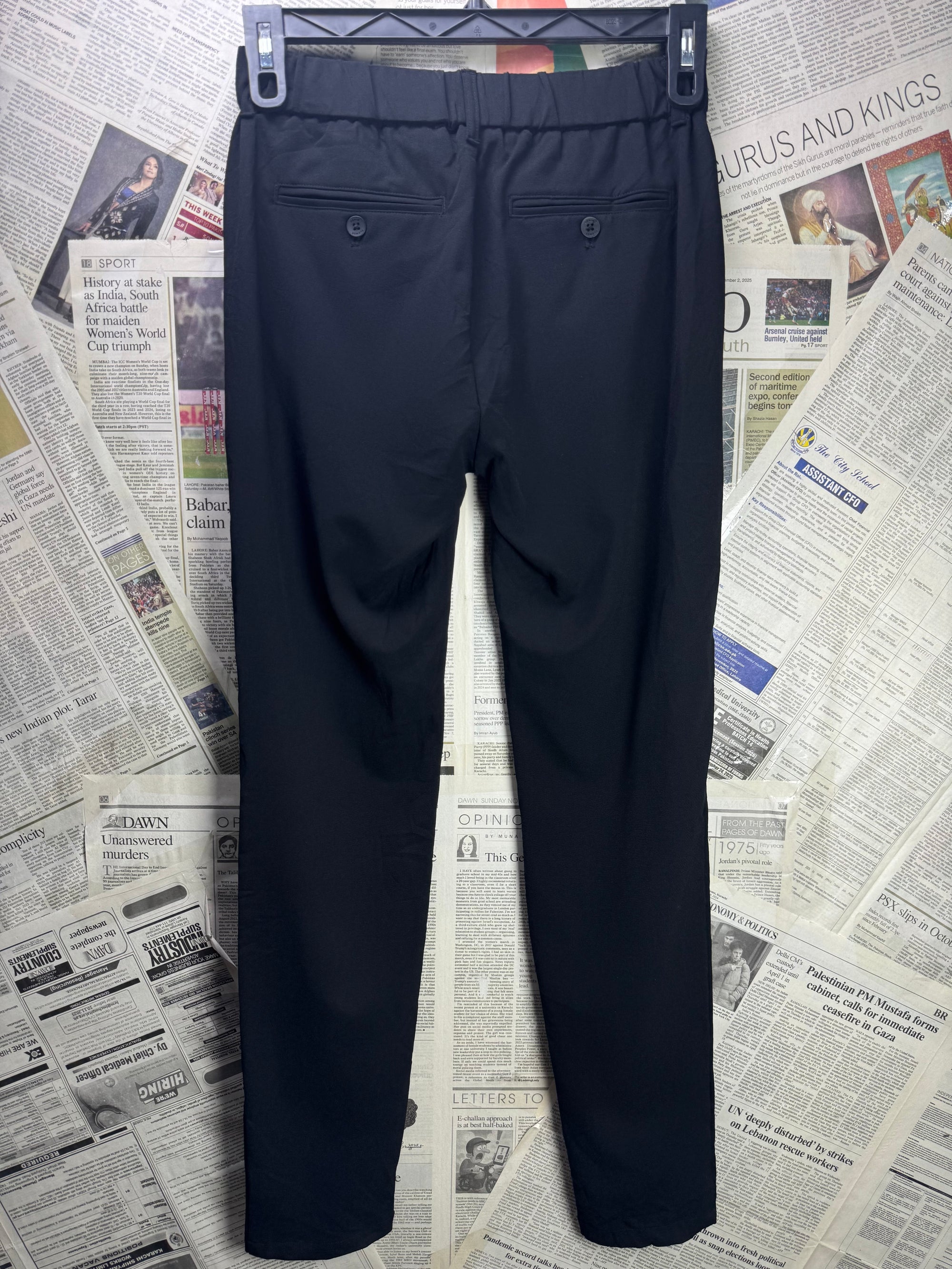 Denim&Flower® Waist: 28" to 30" | Black | Dress Pants | Poly - Visc - Spandex | 1341 - Genuine Maal