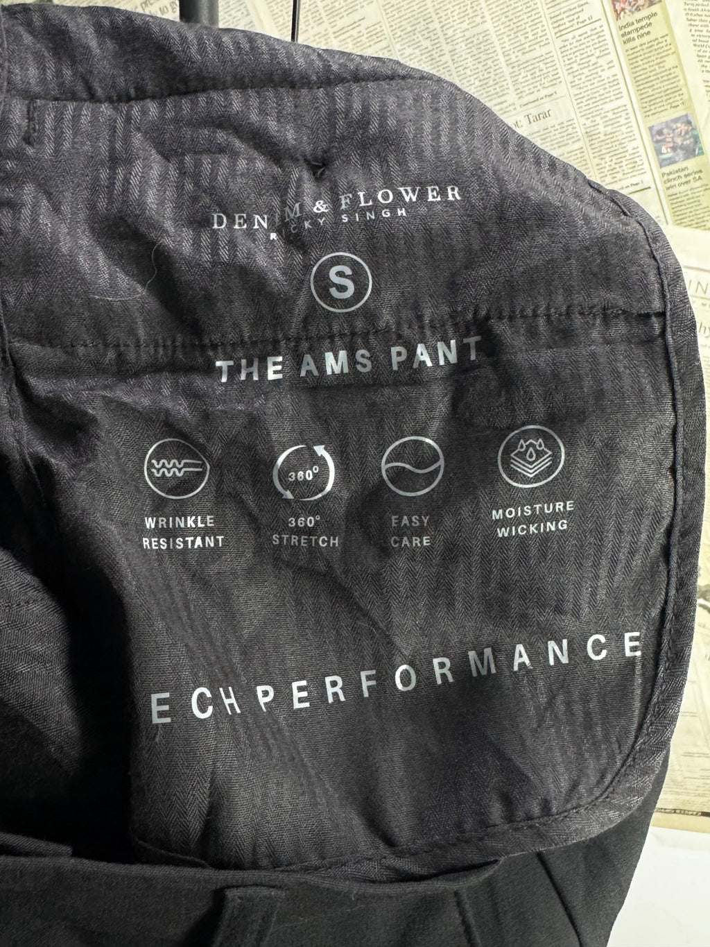 Denim&Flower® Waist: 28" to 30" | Black | Dress Pants | Poly - Visc - Spandex | 1341 - Genuine Maal