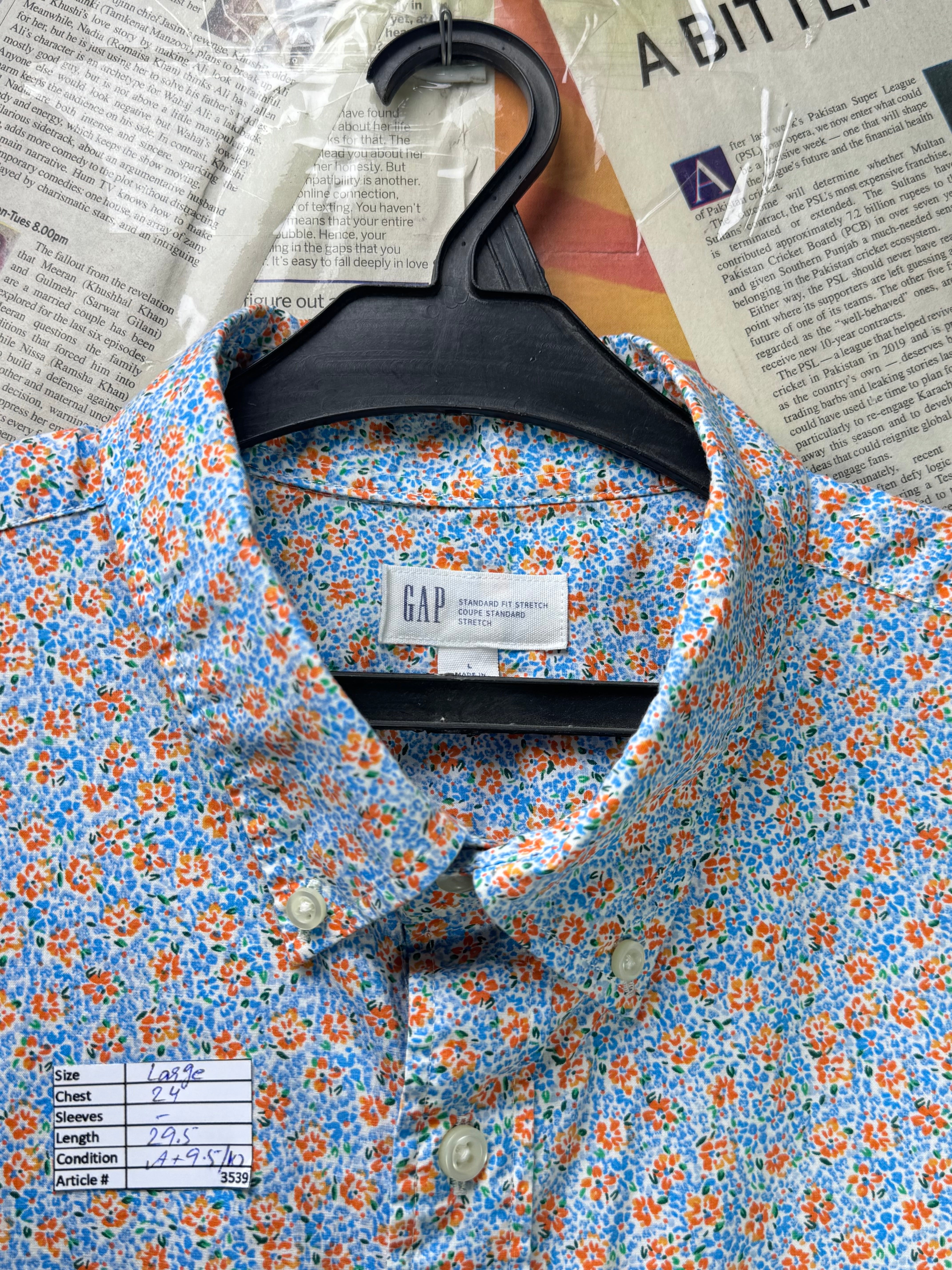 G*P® Large | Chest: 24" | Floral Print | Shirt | Cotton - Elastane | 3539 - Genuine Maal