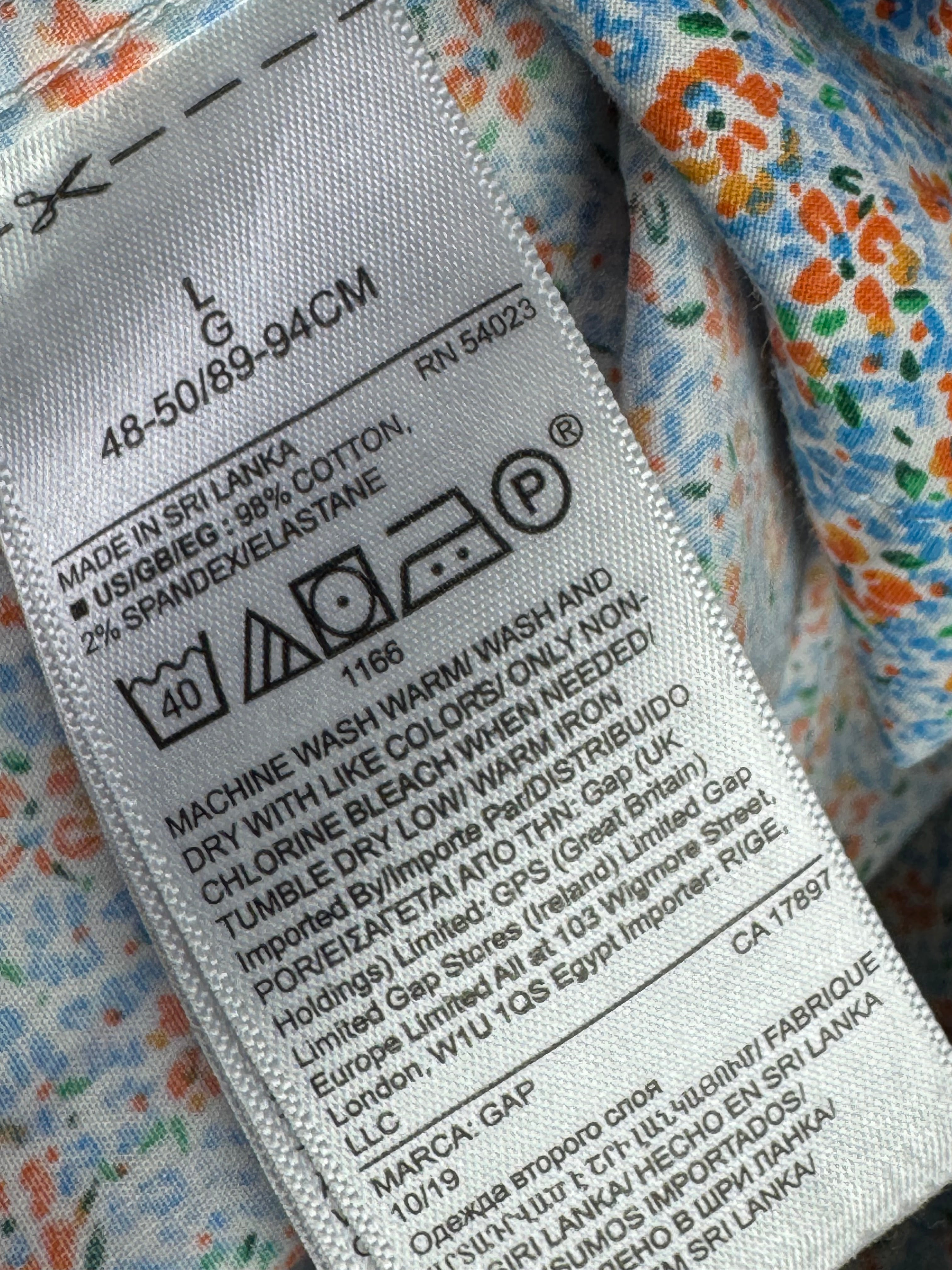 G*P® Large | Chest: 24" | Floral Print | Shirt | Cotton - Elastane | 3539 - Genuine Maal